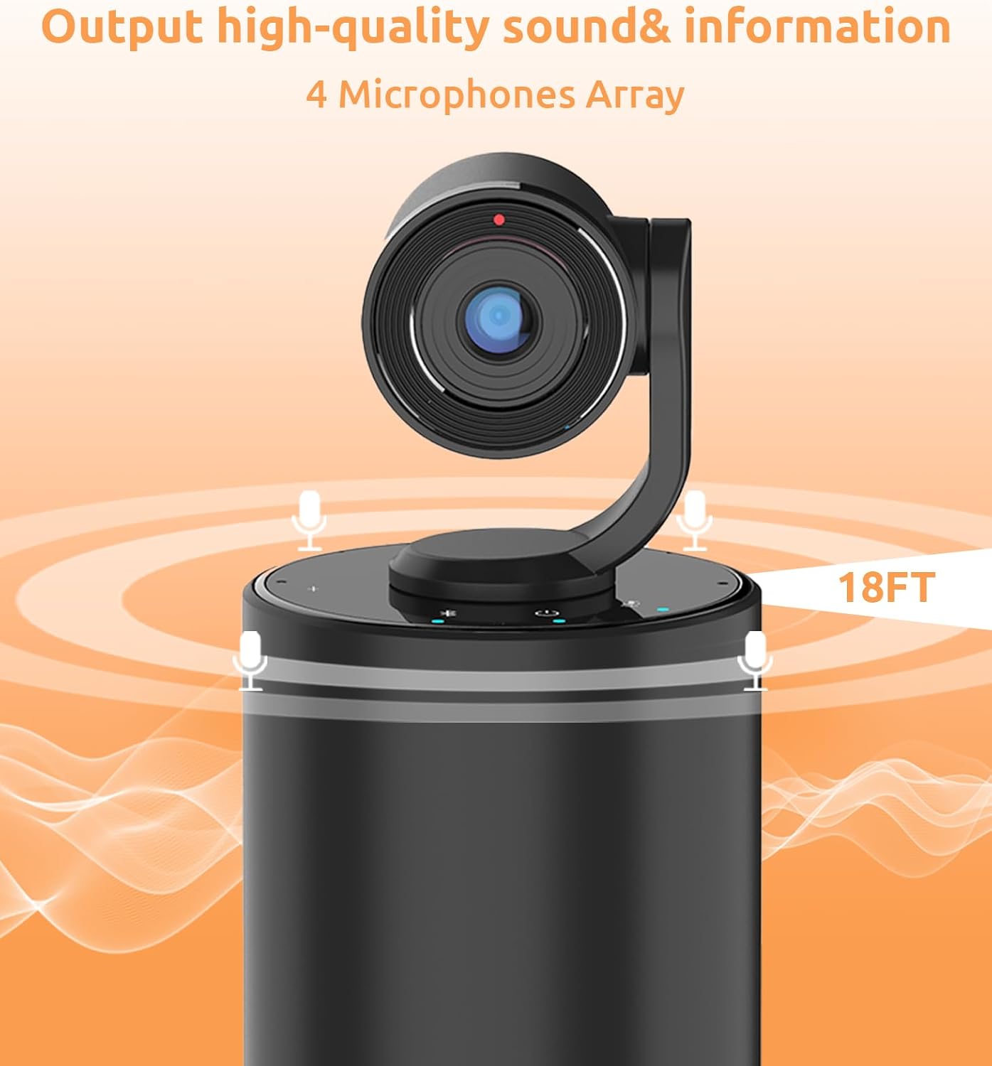 TOUCAN Video Conference Camera with 4 Noise-Cancelling Mics, Speaker, Adjutable Camera, 1080p Detachable USB Webcam Plug and Play Works with Zoom, Microsoft Teams and More, for PC/Mac/Laptop