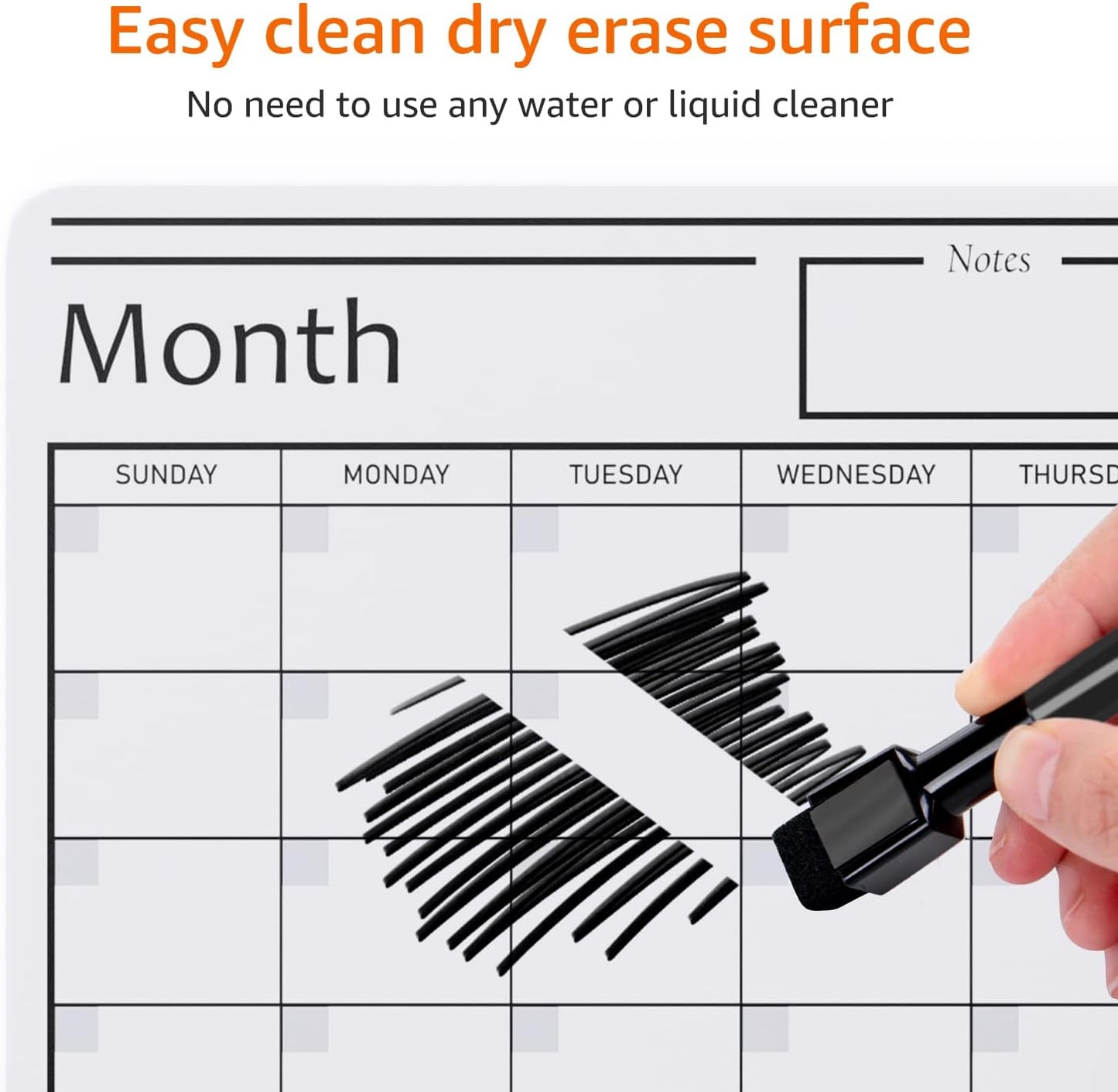 Amazon Basics Magnetic Dry Erase Whiteboard Calendar, 12" x 17", Includes 4 Markers And Eraser