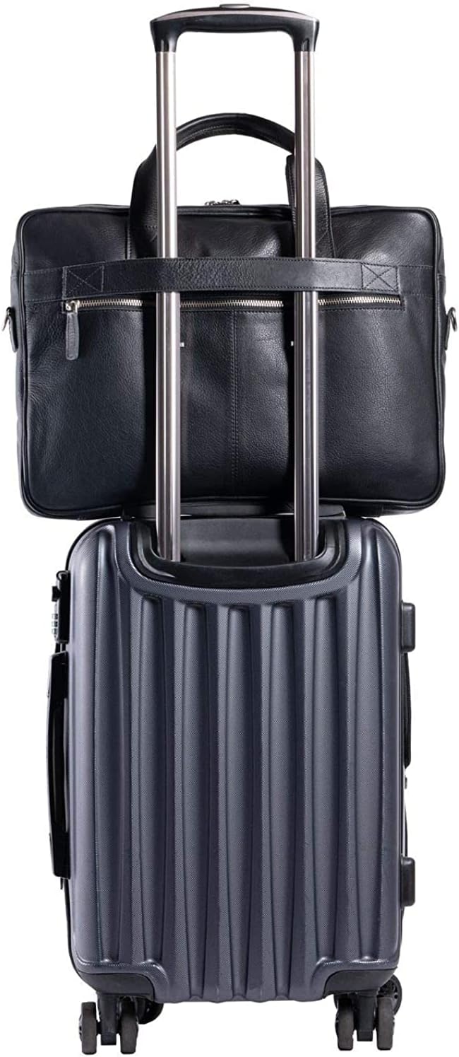 Leather briefcase 18 Inch Laptop Messenger Bags for Men and Women Best Office briefcase Satchel Bag (Black)