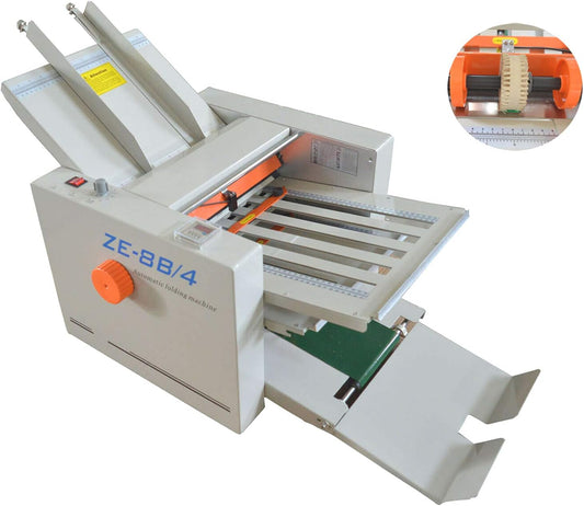 INTSUPERMAI 110V Automatic Paper Folding Machine, 4 Folding Plates, Multiple Folding Forms, Max Speed 262ft/min, Z Fold Paper Folding Machine for Manuals Document Business Letters
