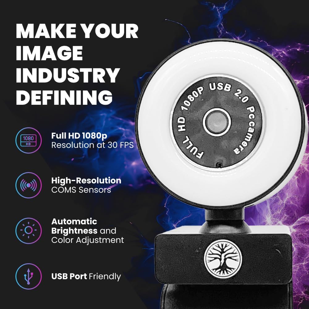 Live Streaming Kit- Perfect for Streaming Video Games on Twitch, YouTube, Podcasts and Working from Home. includes 1920x1080p Webcam, Professional USB Microphone, and One LED Multi-Color Light