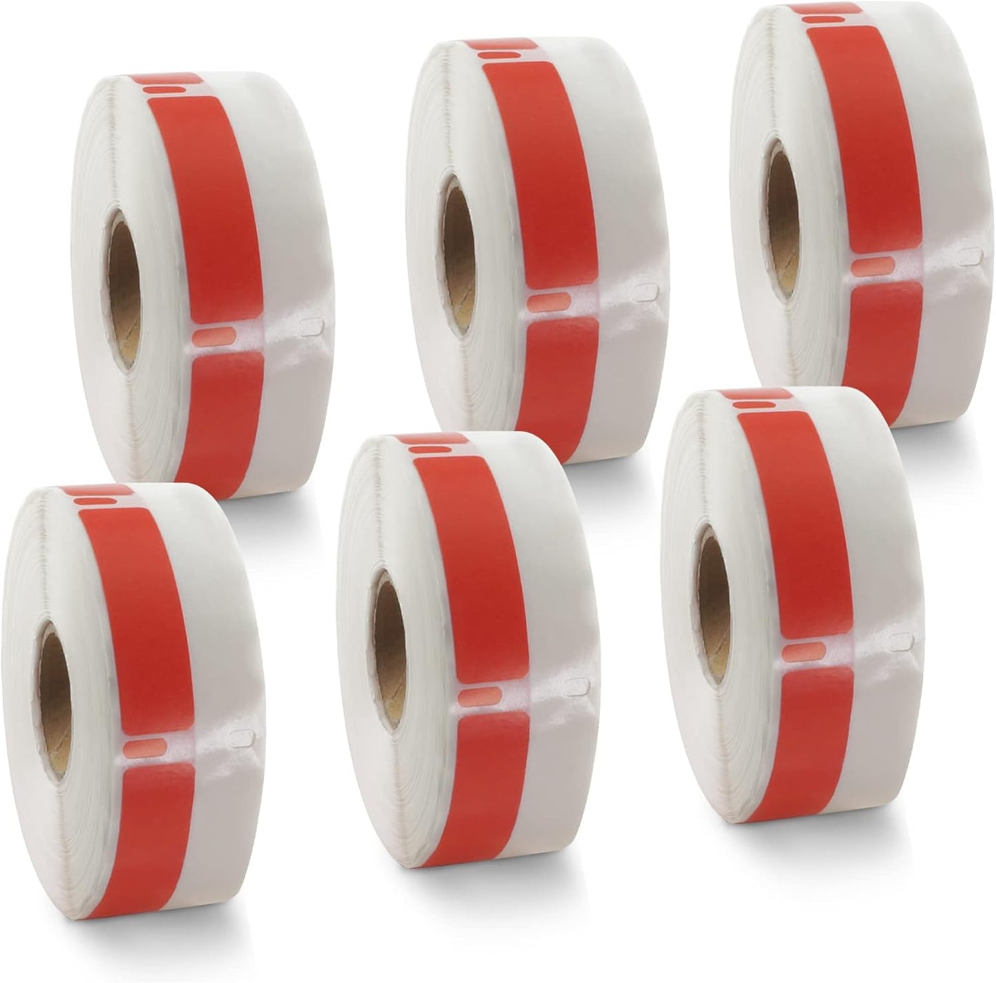 BETCKEY Colored Labels Compatible with Dymo 30346 (1/2" x 1-7/8") Library Barcode Labels, Compatible for Dymo LabelWriter Thermal 450, 4XL & Zebra Desktop Printers [6 Rolls, Red]