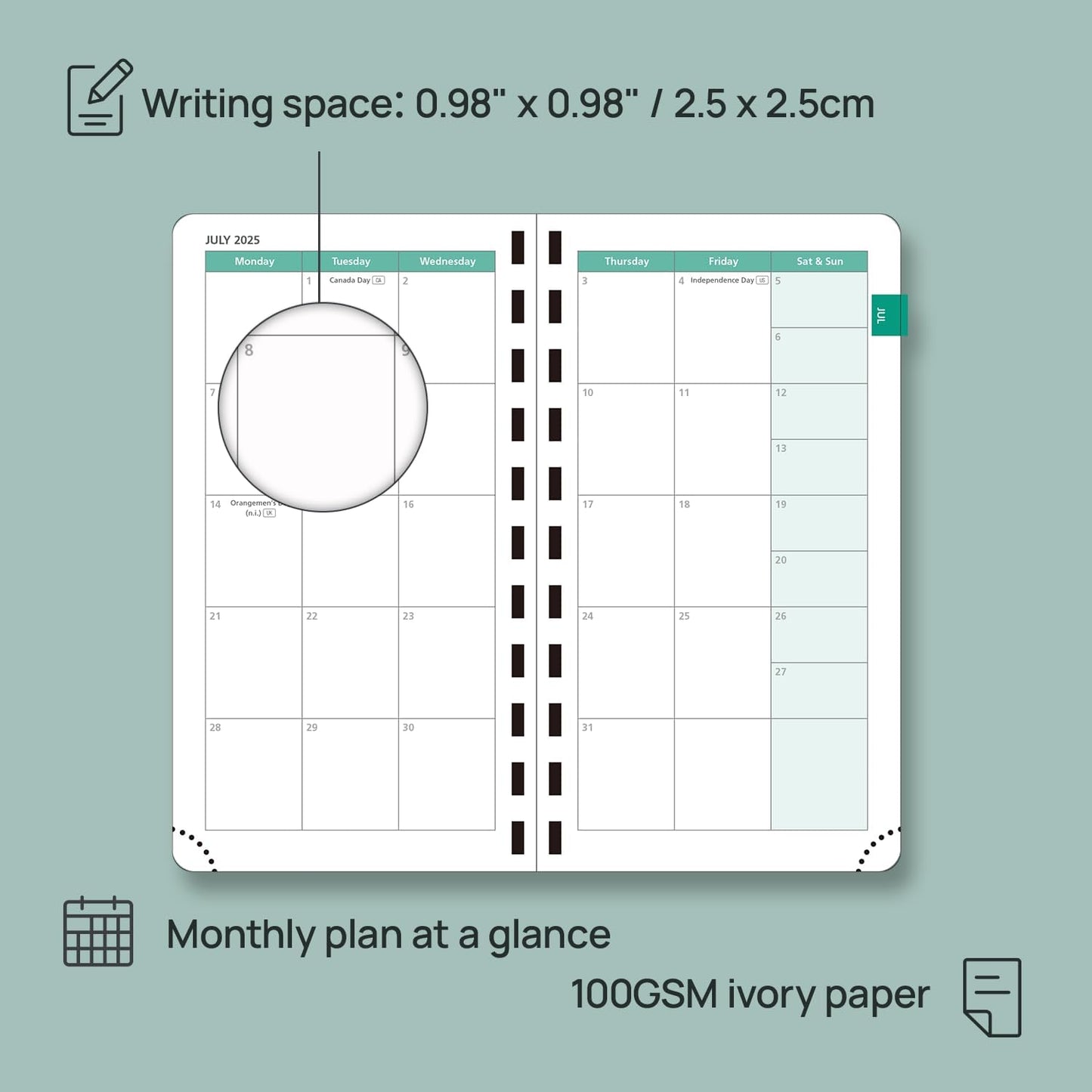 POPRUN Pocket Planner 2025-2026 (Slim Size 3.5'' x 6.5'') Academic Purse Calendar (July 2025 - June 2026) with Hourly Time Slots, 100GSM Thick Paper, Spiral Soft Cover - Night Sky Blue