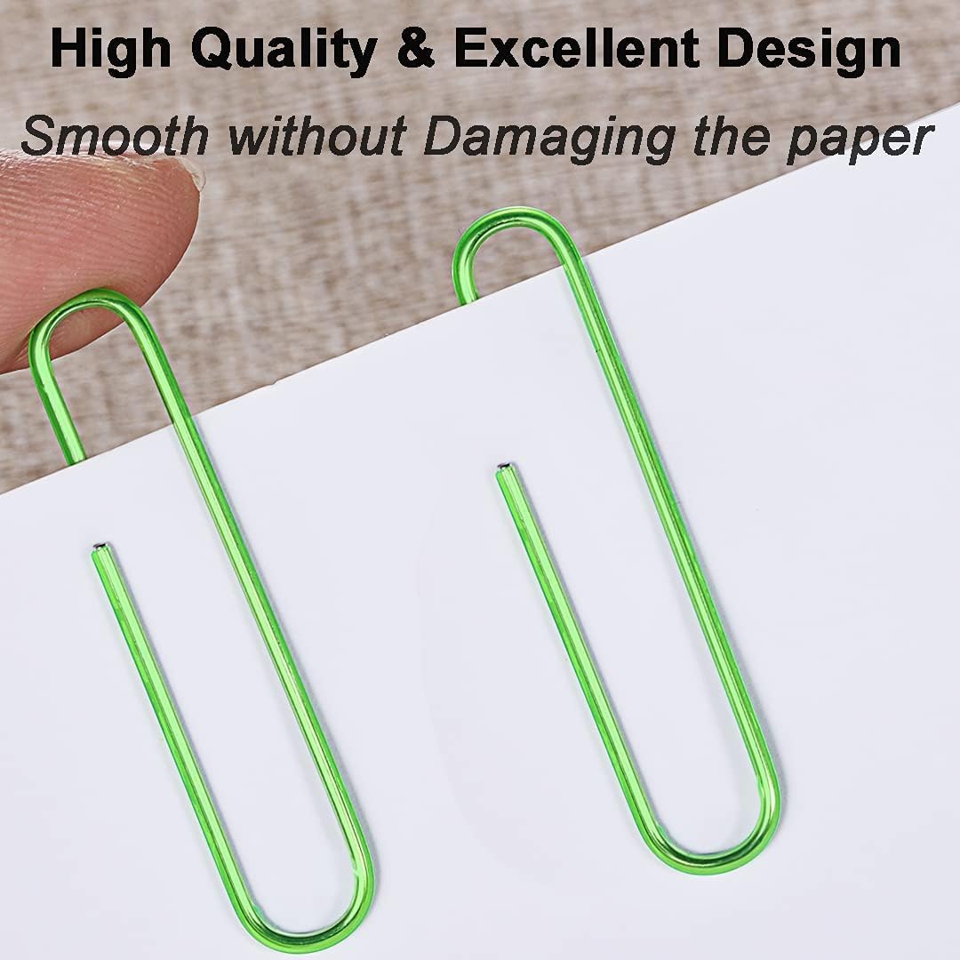 Vinaco Green Jumbo Paper Clips, 100 Pack, 2 Inch (50 mm), Durable & Rust Resistant, Great for Office, School and Personal Use