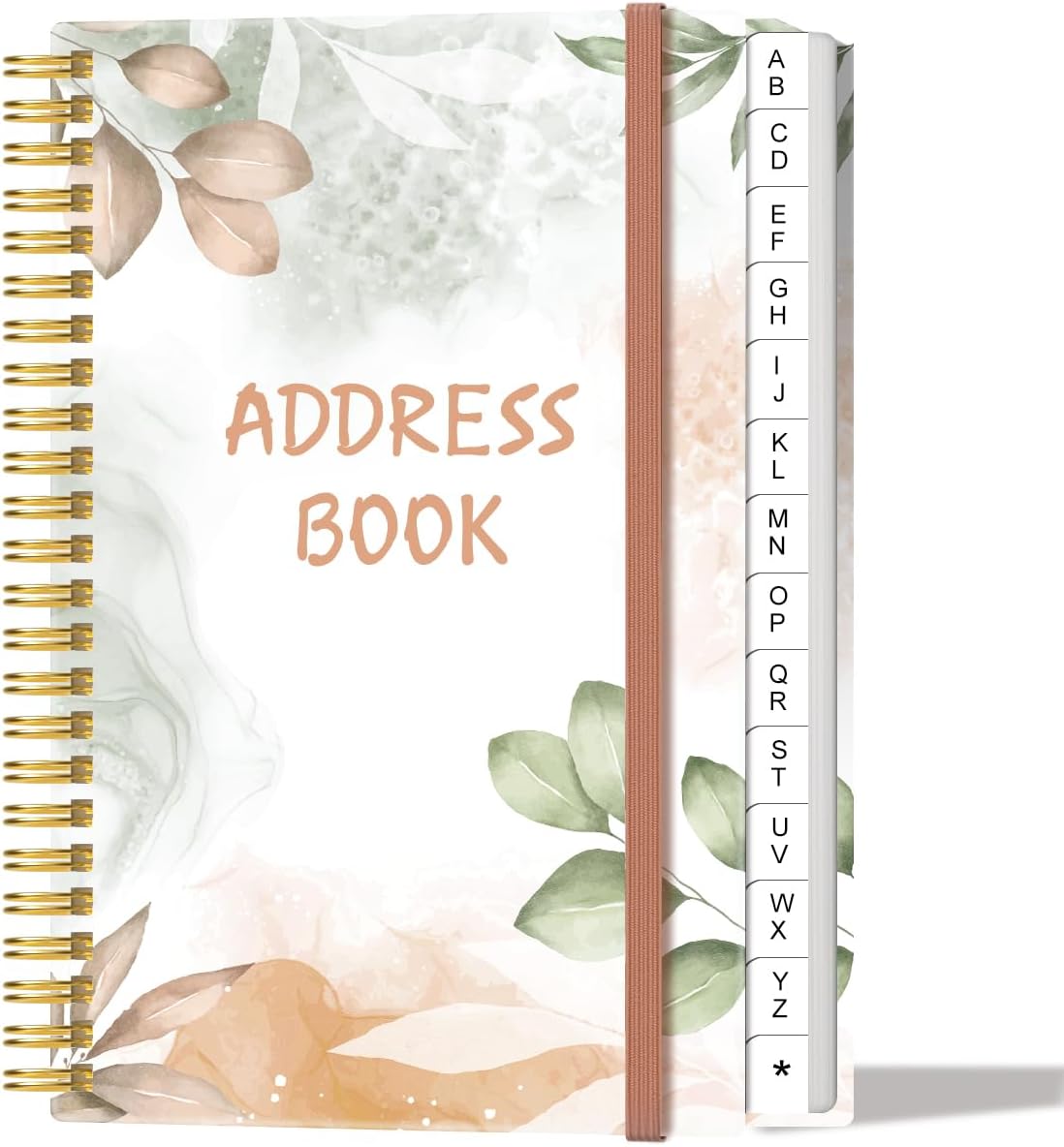 Address Book with Alphabetical Tabs - Small Address Book Spiral with Address Contacts, Special Date, Phone, Birthday & Internet Login Password for Home and Office, 4.3" x 6.2", Rose Leaf