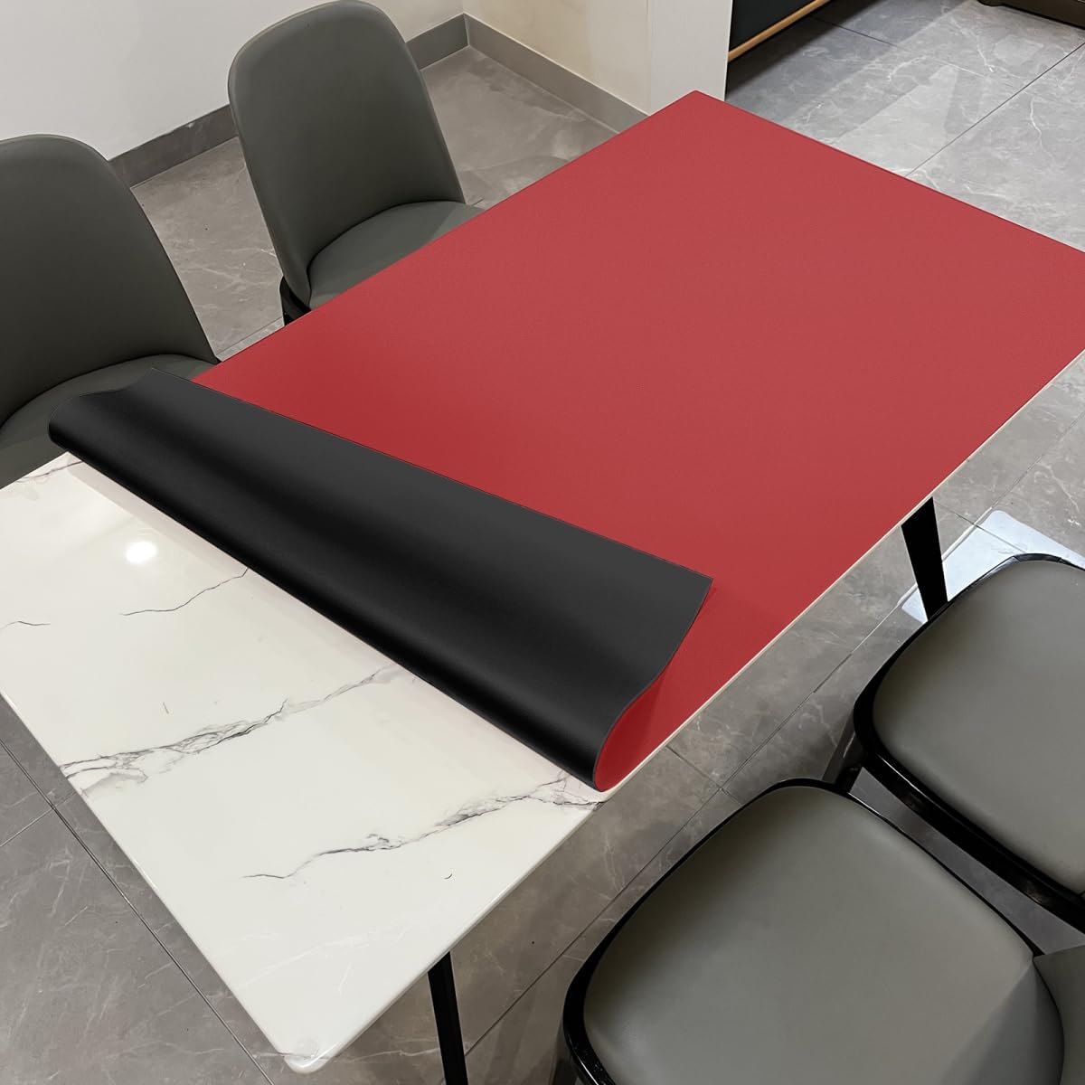 Leather Table Cover,1.8mm Thick,40x60 Inch Table Protector,Table Protector for Dining Room Table,Table Pads for Dining Room Table Rectangular.(Black+Wine Red,40x60)
