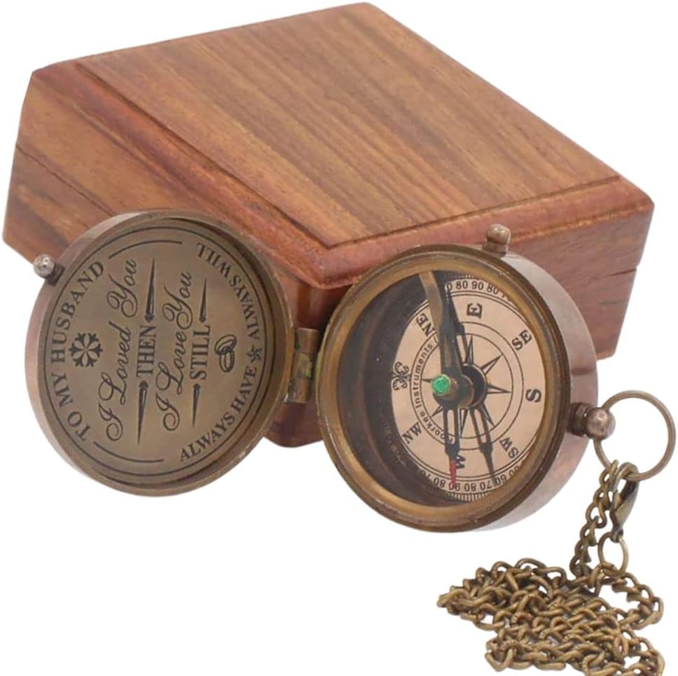 to My Husband I Love You, Brass Compass Engraved Gifts for Men, Bronze for Men, Romantic Gifts for Him/Her, Keepsake Gifts for Husband, 5th/25th 50th Wedding Ideas