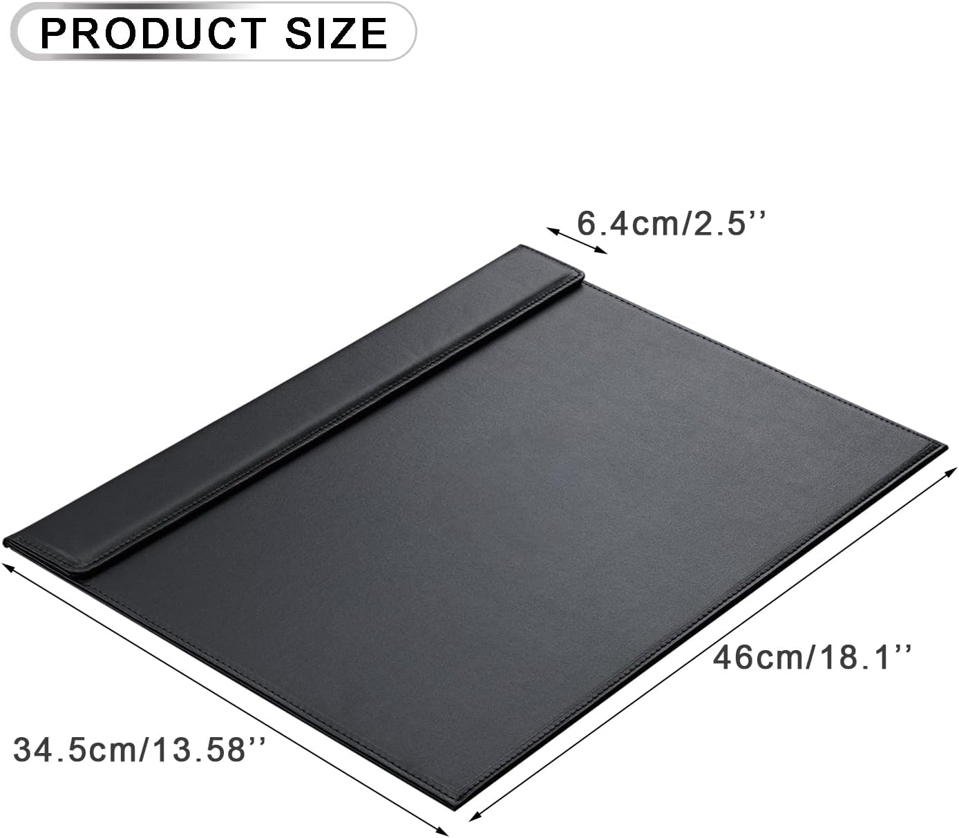 KINGFOM 18''x14'' Large Rectangle A3 Desk Writing & Drawing Desk Pad &Board Table Protector Mat with Paper Clip on Top Black
