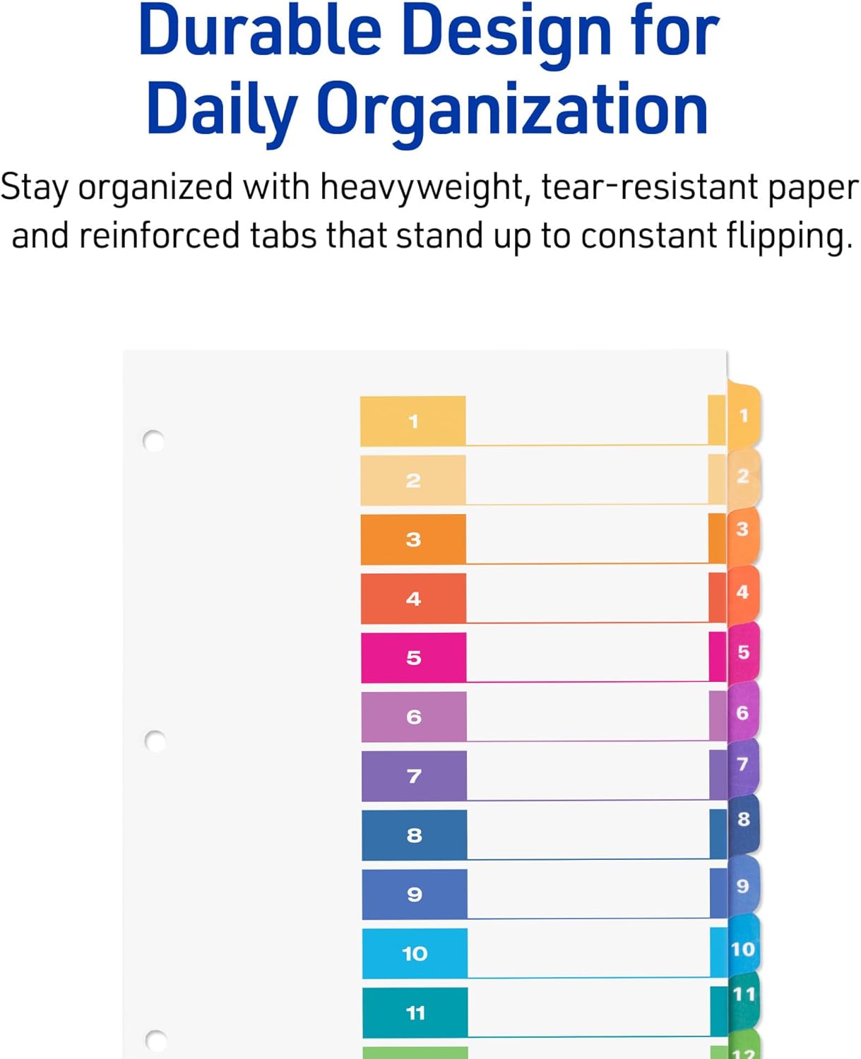 Avery Dividers for 3 Ring Binders, 12 Tabs per Set, Customizable Table of Contents, Multicolor Tabs, Great for Organizing Reports, Projects, and More (3 Sets of 11073)