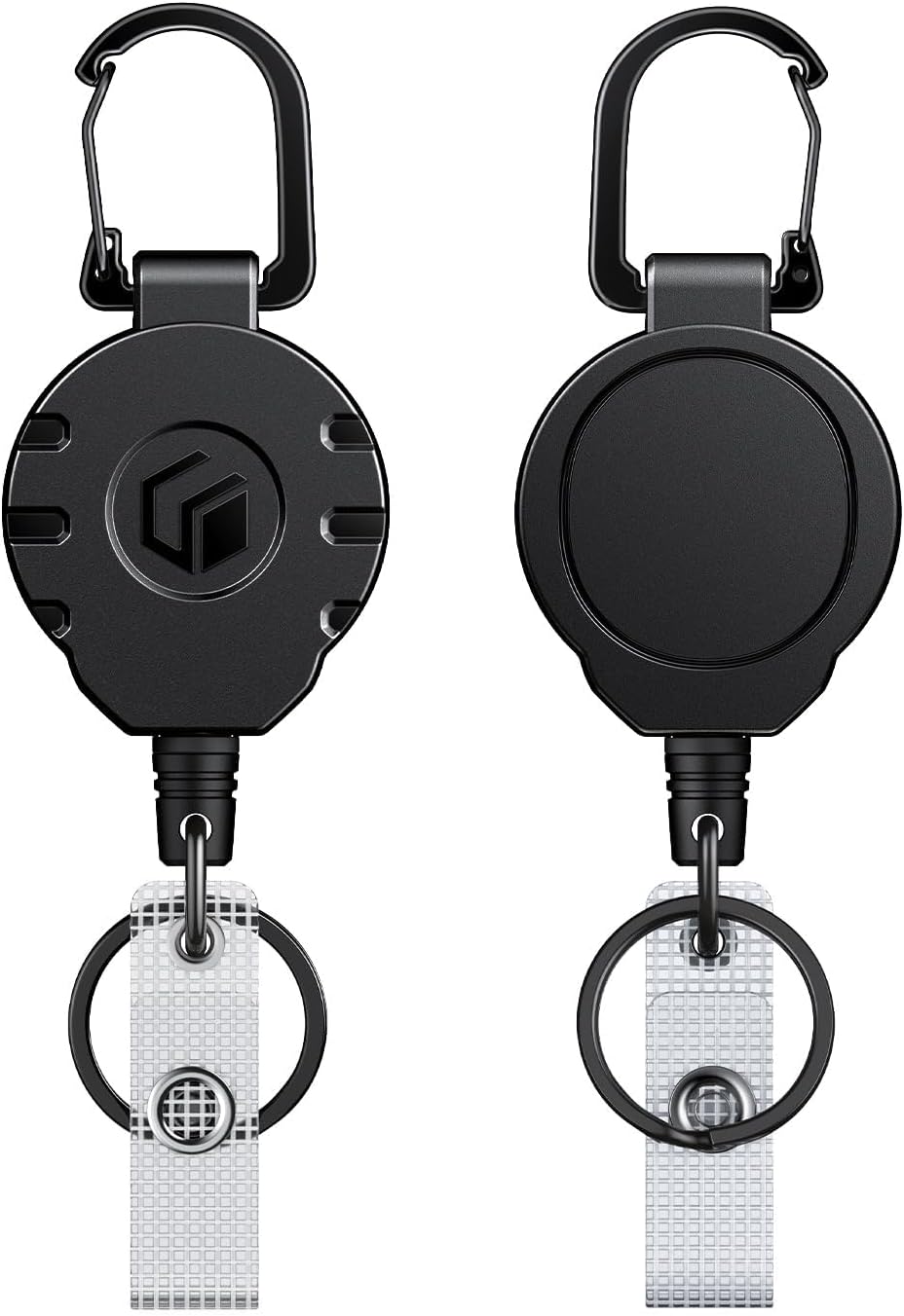 Uniclife 2 Pack Retractable Keychain Heavy Duty Carabiner Badge Holder Tactical ID Badge Reel for up to 8 oz with Stainless Steel 31.5 Inch Steel Wire Rope Retractable Lanyard Clip and Key Ring