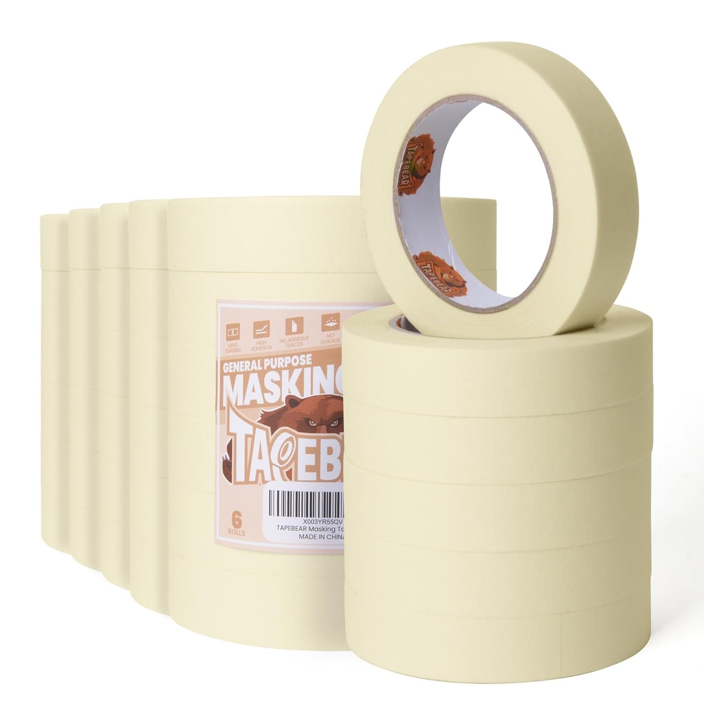 General Purpose Masking Tape Beige White 0.94 Inches x 60 Yards, Bulk Painters Tape for Painting, Labeling, DIY Arts Crafts, Home Office School Projects, 36 Rolls