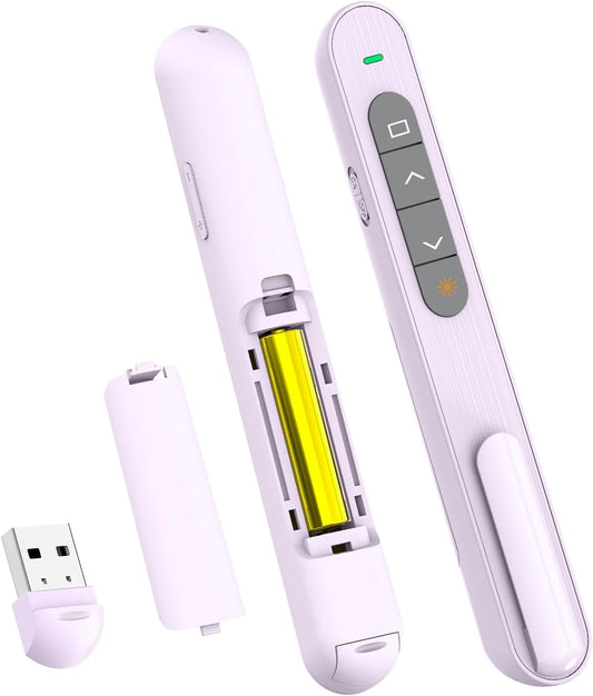 QUI Presentation Clicker for PowerPoint, RF 2.4GHz USB Wireless Presenter Remote with Volume Control, PowerPoint Clicker Slide Advancer for Mac, Windows, Laptop, Keynote