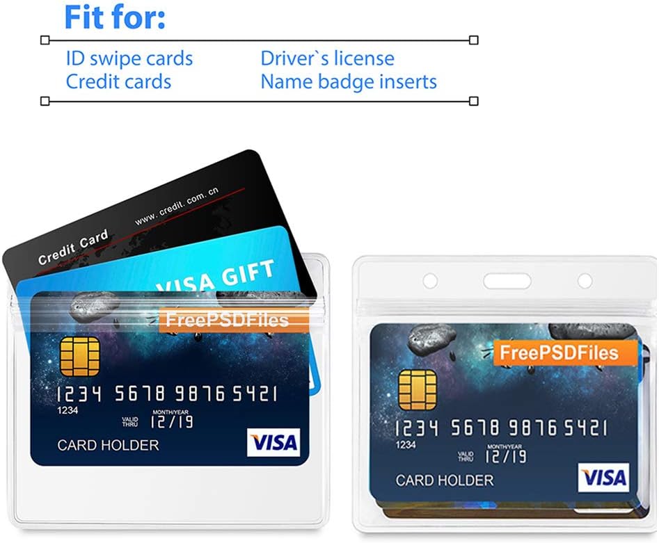 Bird Fiy Lanyards with id Holder Name Badges 50 Pcs Waterproof Type Clear Plastic Horizontal Name Tag Badge Id Card and 50 Pcs Lanyard (Yellow)