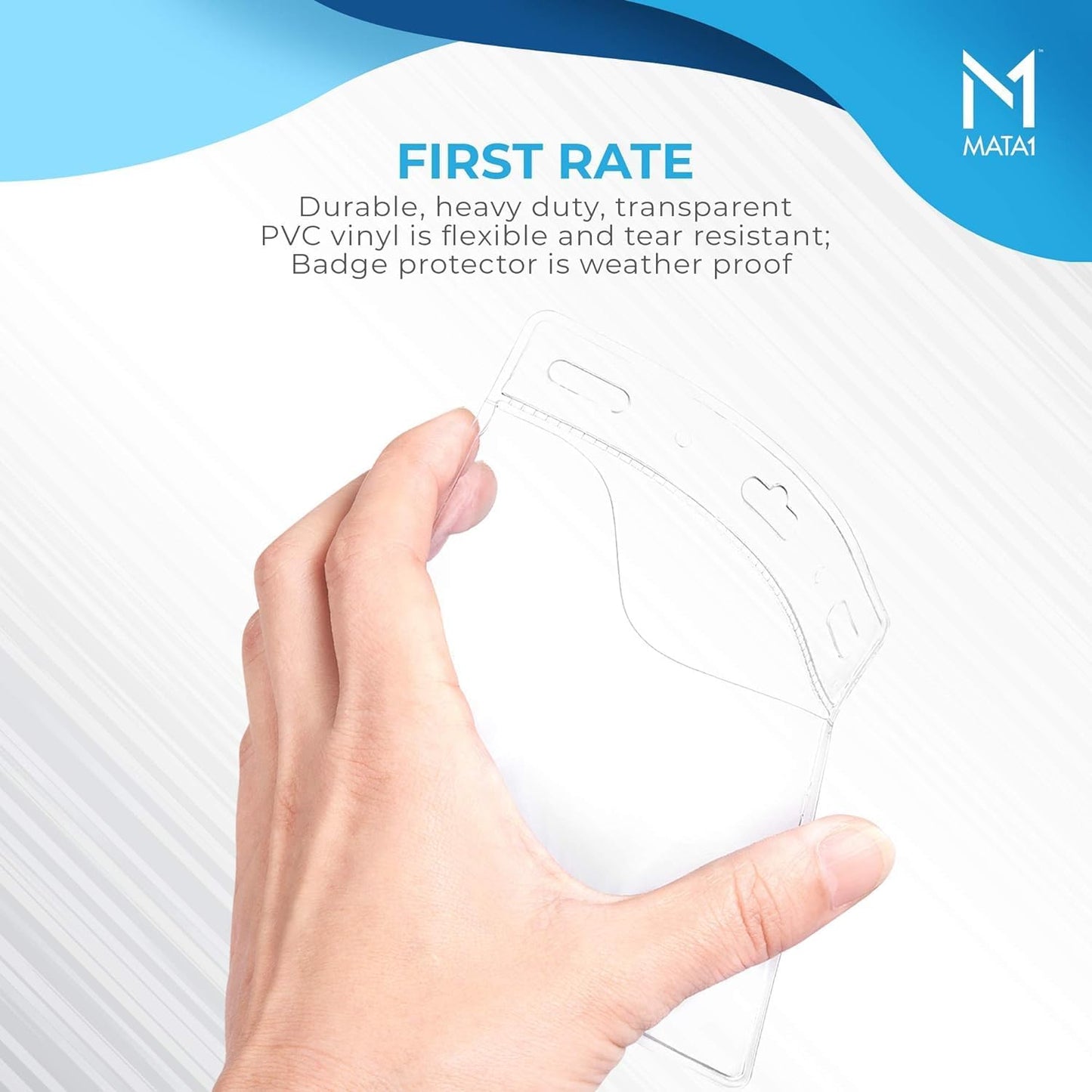 Mata1-USA Plastic Extra-Thick Horizontal Card Protector (Clear, 4x3 Inch, 1000 Pack), Large Size No Zipper ID Name Badge Holder