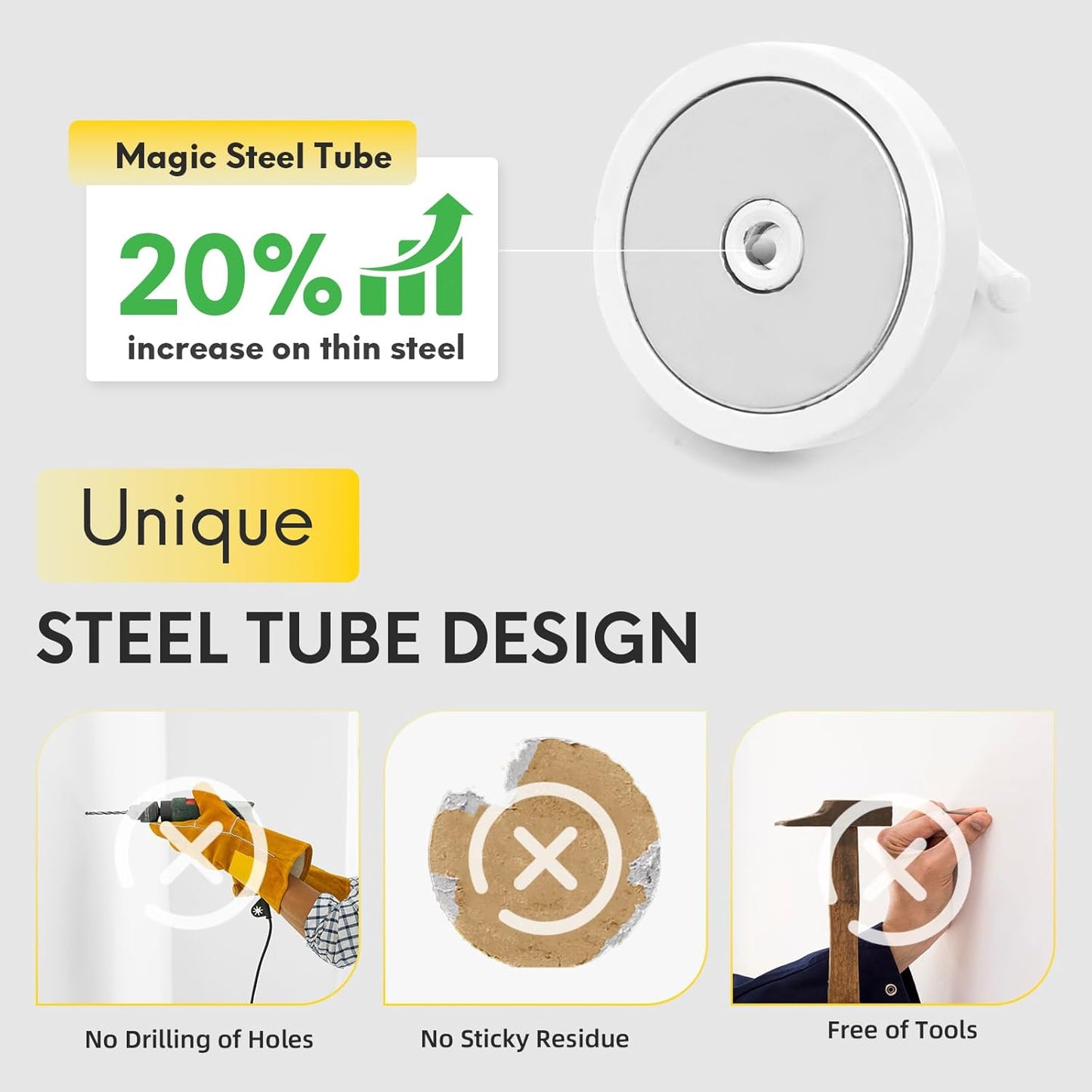 Neosmuk Magnetic Hooks, Heavy Duty 170lb Strong Magnets for Cruise Cabins, Ship Essentials, Large Metal Hooks for Hanging on Fridge(White,Pack of 4)