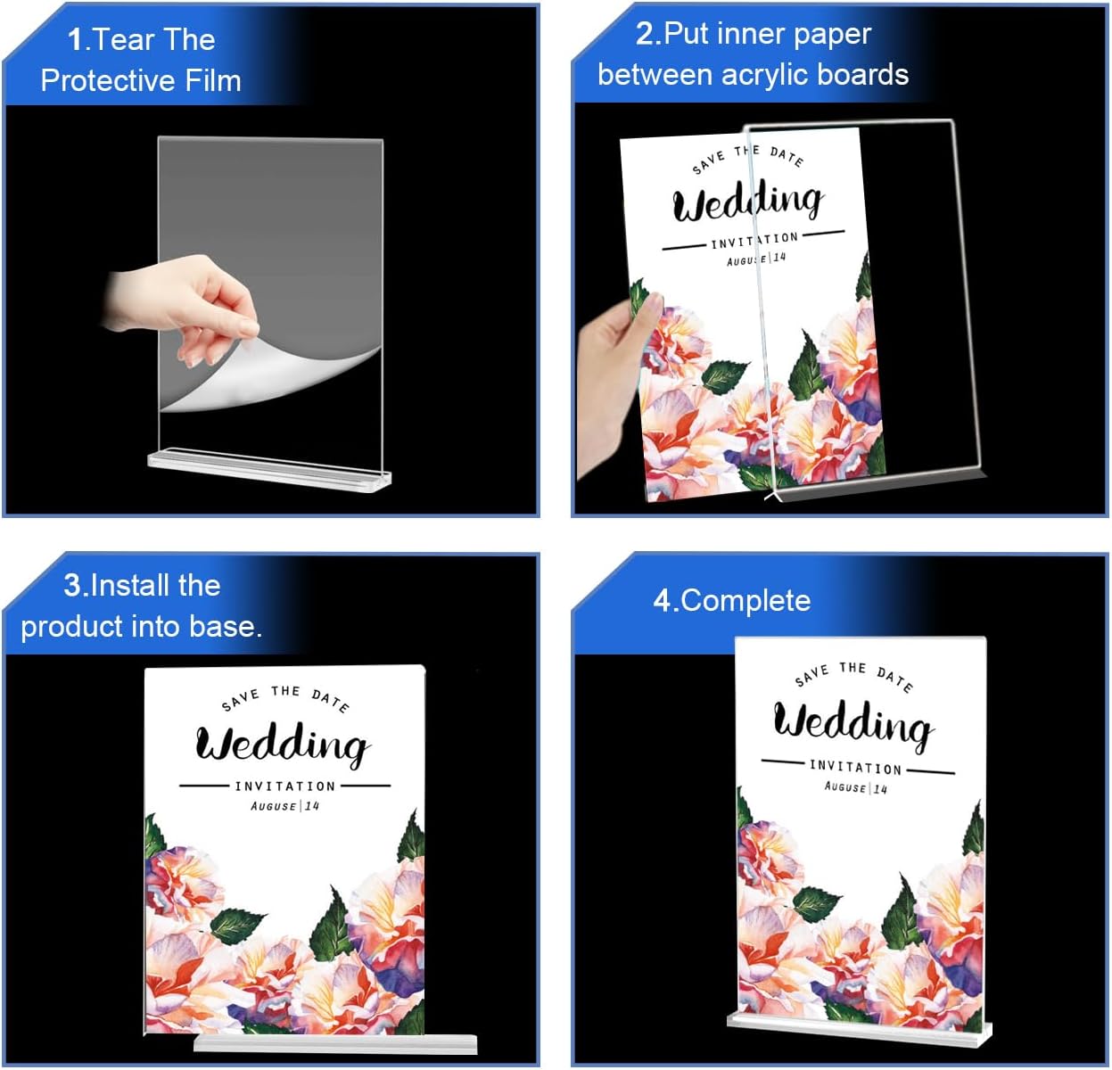 18 Pack Acrylic Sign Holder 8.5 X 11, Vertical T Shape acrylic sign holder for Office Store Restaurants Wedding Party Decoration