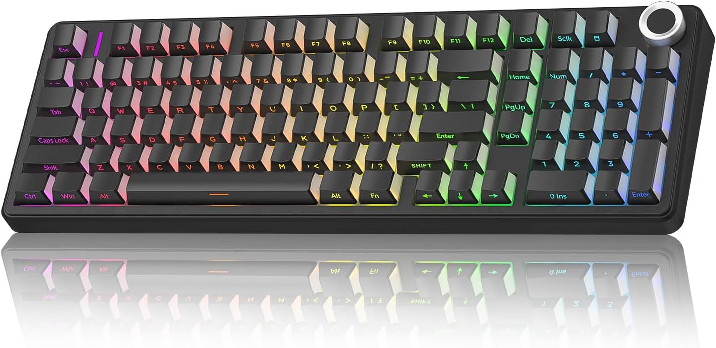 AULA F99 Pro Wireless Mechanical Keyboard-Silent Version,BT5.0/2.4GHz/USB-C Hot Swappable Custom Keyboard,Gasket Structure,Pre-lubed Linear Switches RGB Backlit Computer Gaming Keyboards,Black