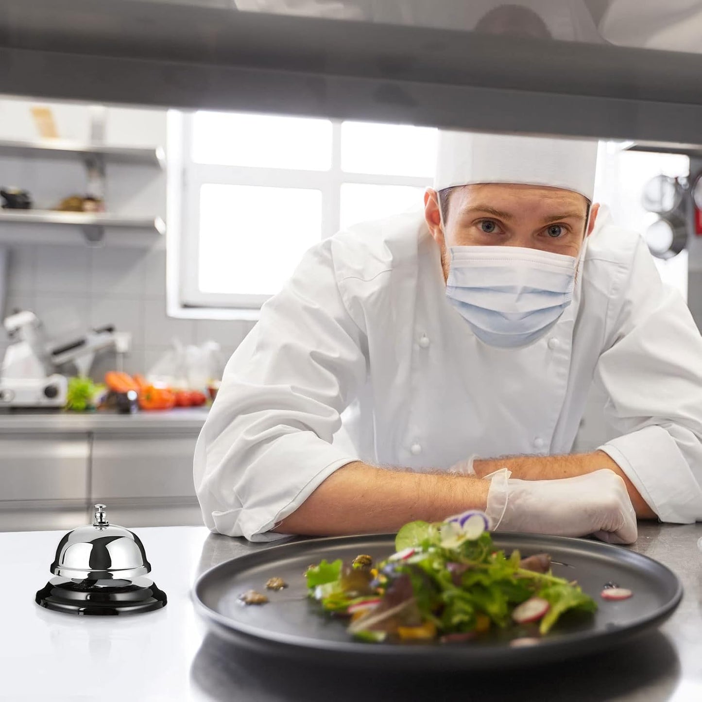 8PCS Metal Call Bell, Silver, 3.5 Inch Diameter, Restaurant, Hotel, Office, Pet Dog Training