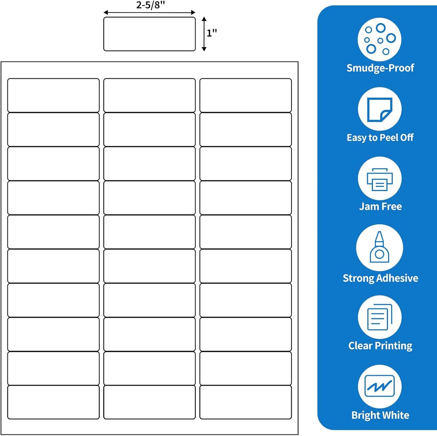 BESTEASY 30-up 4000 Sheets 1" X 2-5/8" Address Shipping Labels for Laser and Inkjet Printers, FBA Product Labels (120000 Labels)