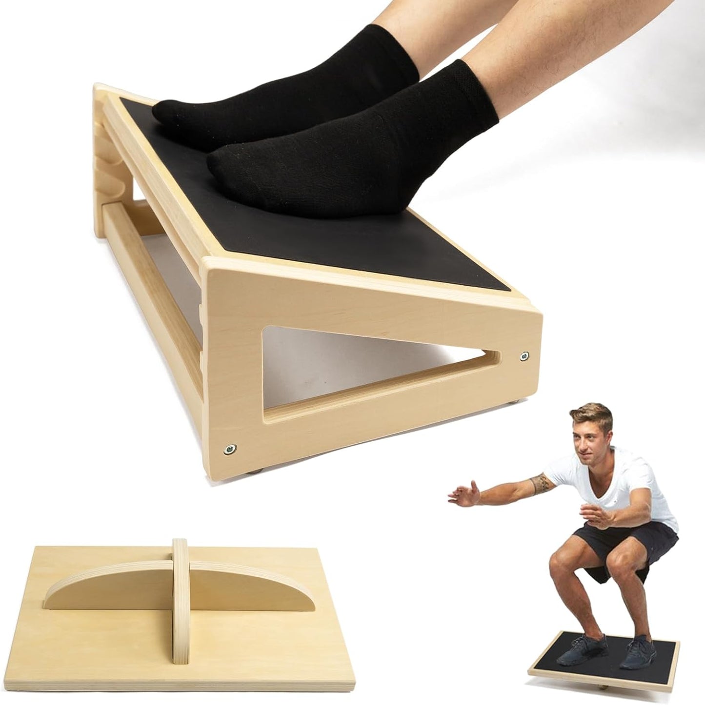 WOOD CITY Under Desk Footrest, 3 Heights Adjustable Foot Rest with Silicone Surface, 3 in 1 Non-Slip Foot Stool Improve Posture, Reduce Fatigue & Pain， Ideal for Home/Office/Gaming (Natural)