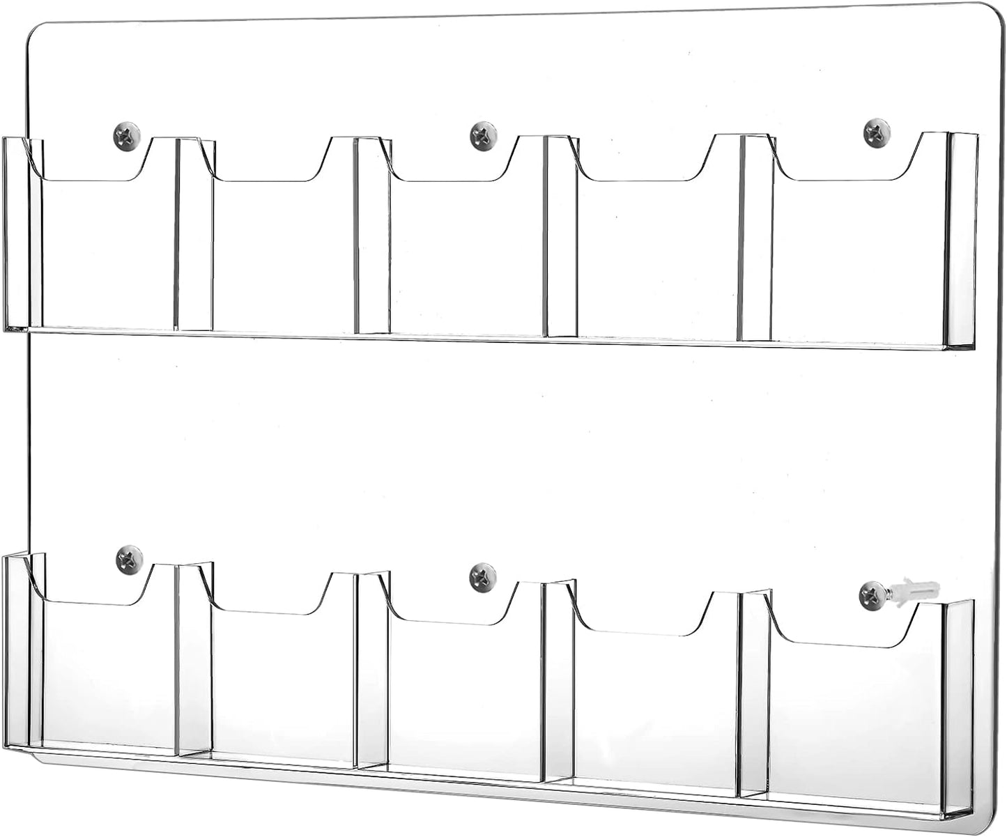 Eersida 10 Pockets Acrylic Brochure Pamphlet Holder Brochure Display Stand Business Tri Fold Multi Slot Holder Rack Wall Mount Clear Pocket Space Saver for Flyer Literature Menu Advertise