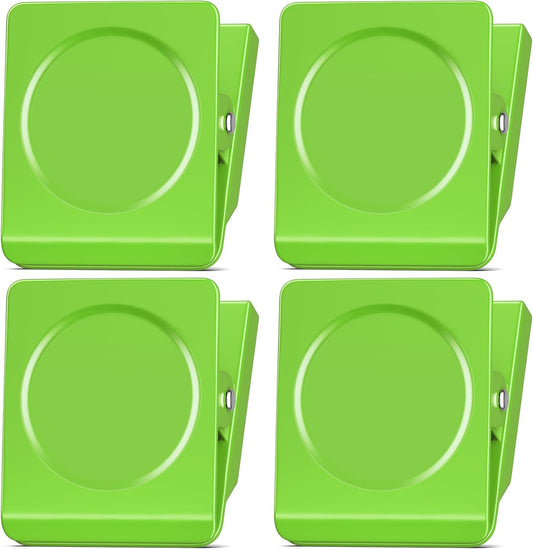 FINDMAG Extra Strong Magnetic Clips, Heavy Duty, Super Large, 4 Pack, Green