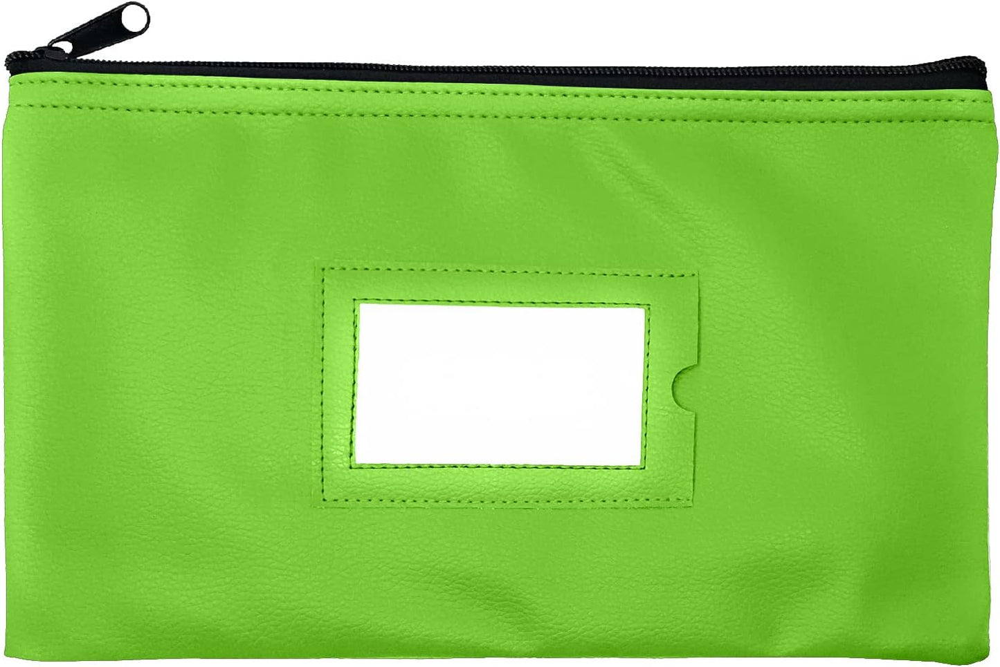 Money Bank Deposit Bag with Zipper | 11x6 inch | Light Green | Durable Leatherette Money Cash Coin Check Wallet Pouch for Men & Women with Framed ID Window and Blank Card | by GIDABRAND (1)