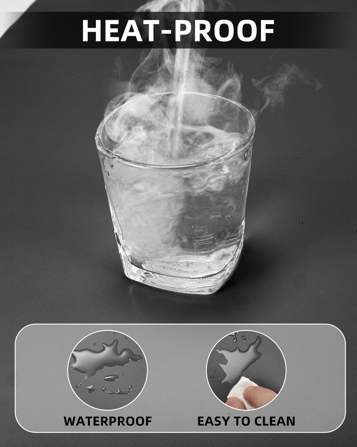 Leather Desk Pad Protector, Office Desk Mat, Large Mouse Pad, Non-Slip PU Leather Desk Blotter, Laptop Desk Pad Desk Accessories for Office and Home (Black, 40" x 17")