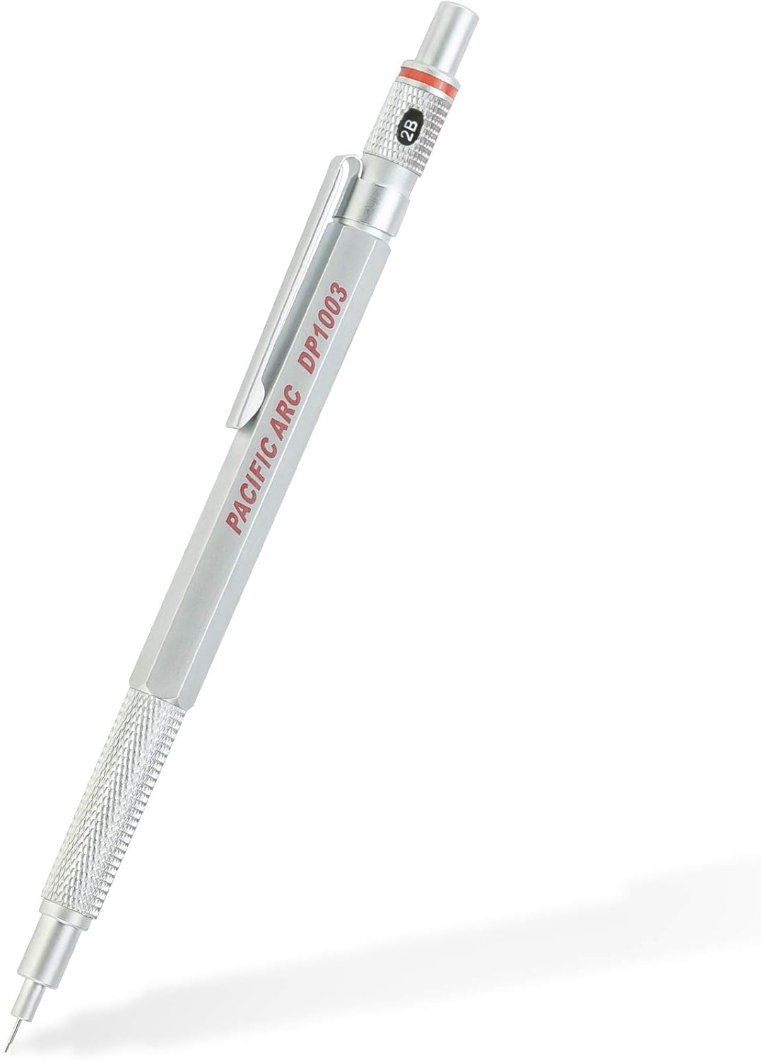 Pacific Arc Chromagraph Metal Mechanical Pencil .3 mm Silver Barrel Mechanical Pencil with Built In Lead Pencil Grade Indicator, Lead Pencil Holder for Drafting, Sketching, and Drawing