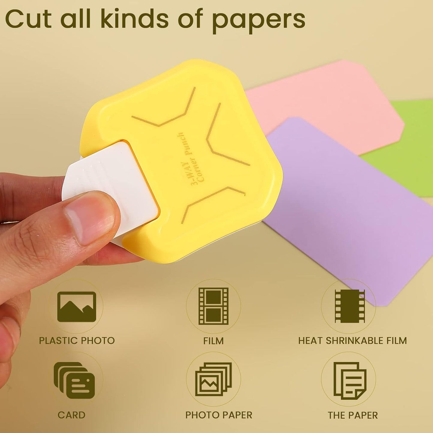 MyArTool 3 in 1 Chamfer Corner Punch, 3 Way Craft Paper Corner Cutter for Paper Crafts, Laminate, Cardstock, Business Card, DIY Projects, Photo, Card Making and Scrapbooking