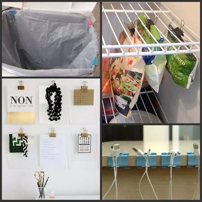 THREEBEGETSALLA 100pcs Binder Clips, 19mm Black Office Paper Clip, Foldback Clips Clamp Binder Clips for Office Home Supplies