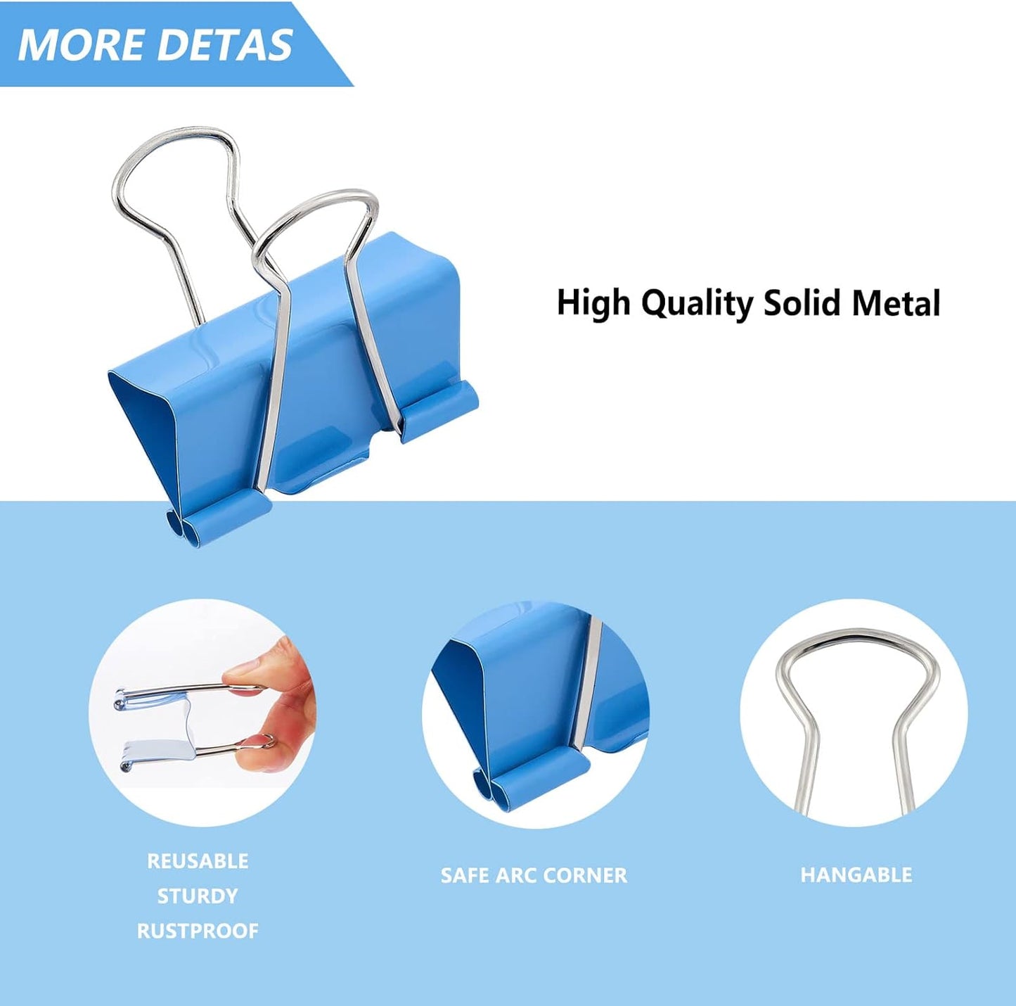 Binder Clips 24 PCS,1.6 in. Clips Office Supplies, Metal Clips, Binder Clip, Paper Clamps, Office Clips, Paper Binder Clips FXJHUDH