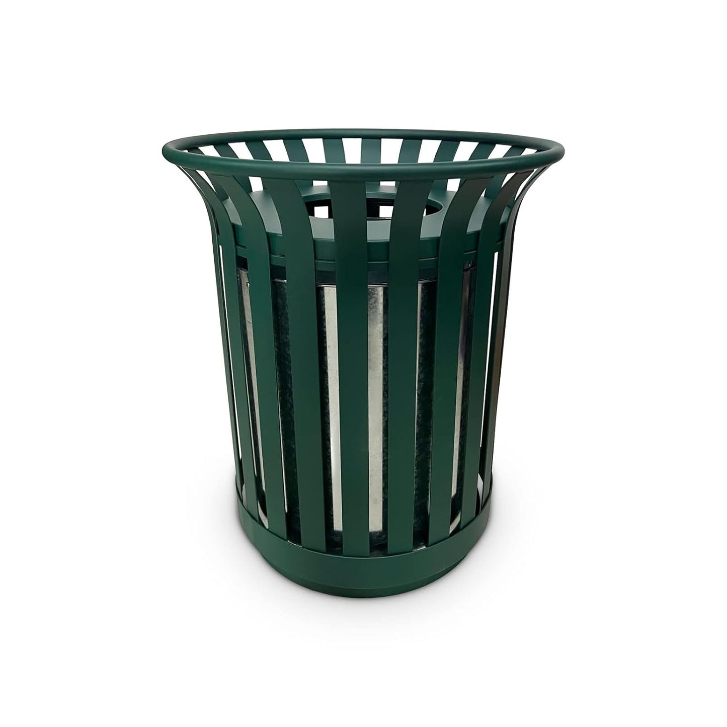Outdoor Metal Slatted Trash Receptacle,Waste Receptacle，Commercial Trash Cans,Zone Round Garbage Bin,Square Hotel Street Patio Indoor Metal Stan (Large - Green)