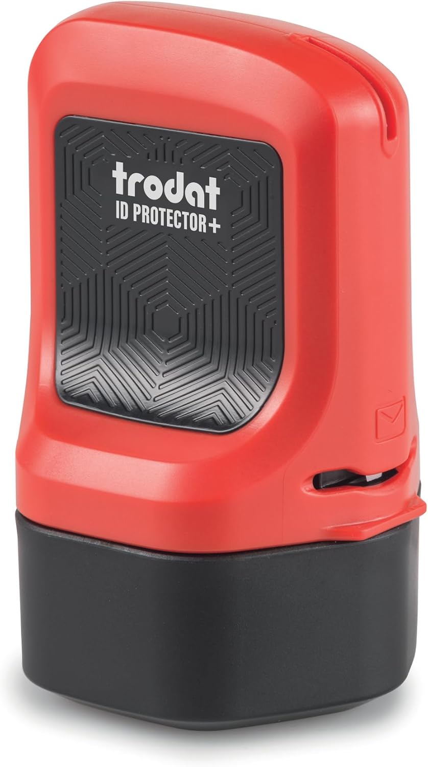 Trodat ID Protector+ Ink Roller – Identity Theft Protection Roller Stamp with Integrated Box & Letter Opener (3-in-1)