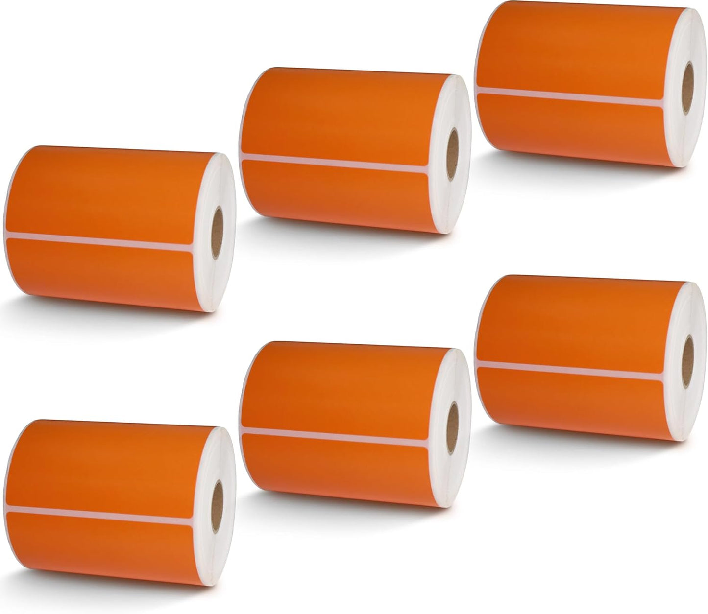 BETCKEY - 4" x 6" Shipping Labels Compatible with Zebra & Rollo Label Printer(not for dymo 4XL),Premium Adhesive & Perforated[Orange, 6 Rolls, 1500 Labels]