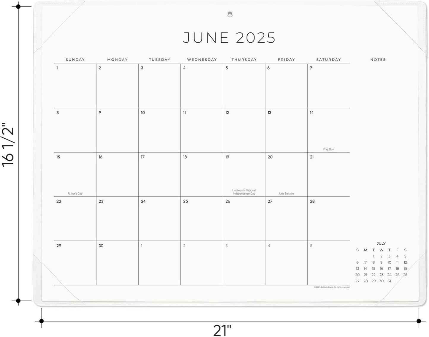Cabbrix Simplified Desk Calendar 2025-2026, 21x16-1/2 inch Large Monthly Desktop Calendar with Notes Until to June 2026 for Home Office School (White)