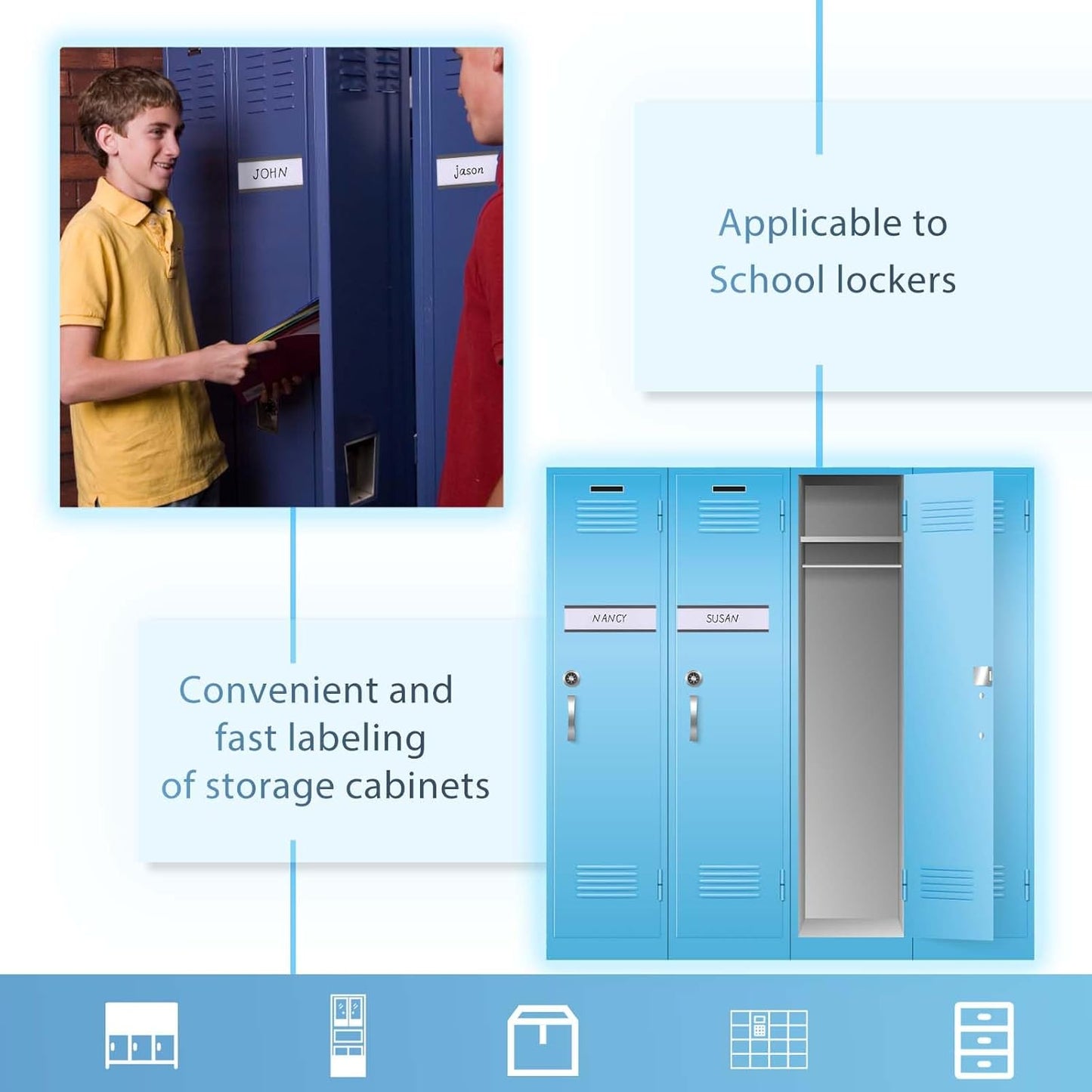 Eeoyu Magnetic Label Holders with Magnets Magnetic Data Card Holders with Clear Plastic Protectors for Metal Shelf, Whiteboard, Set of 50 (1 x 8 Inch)