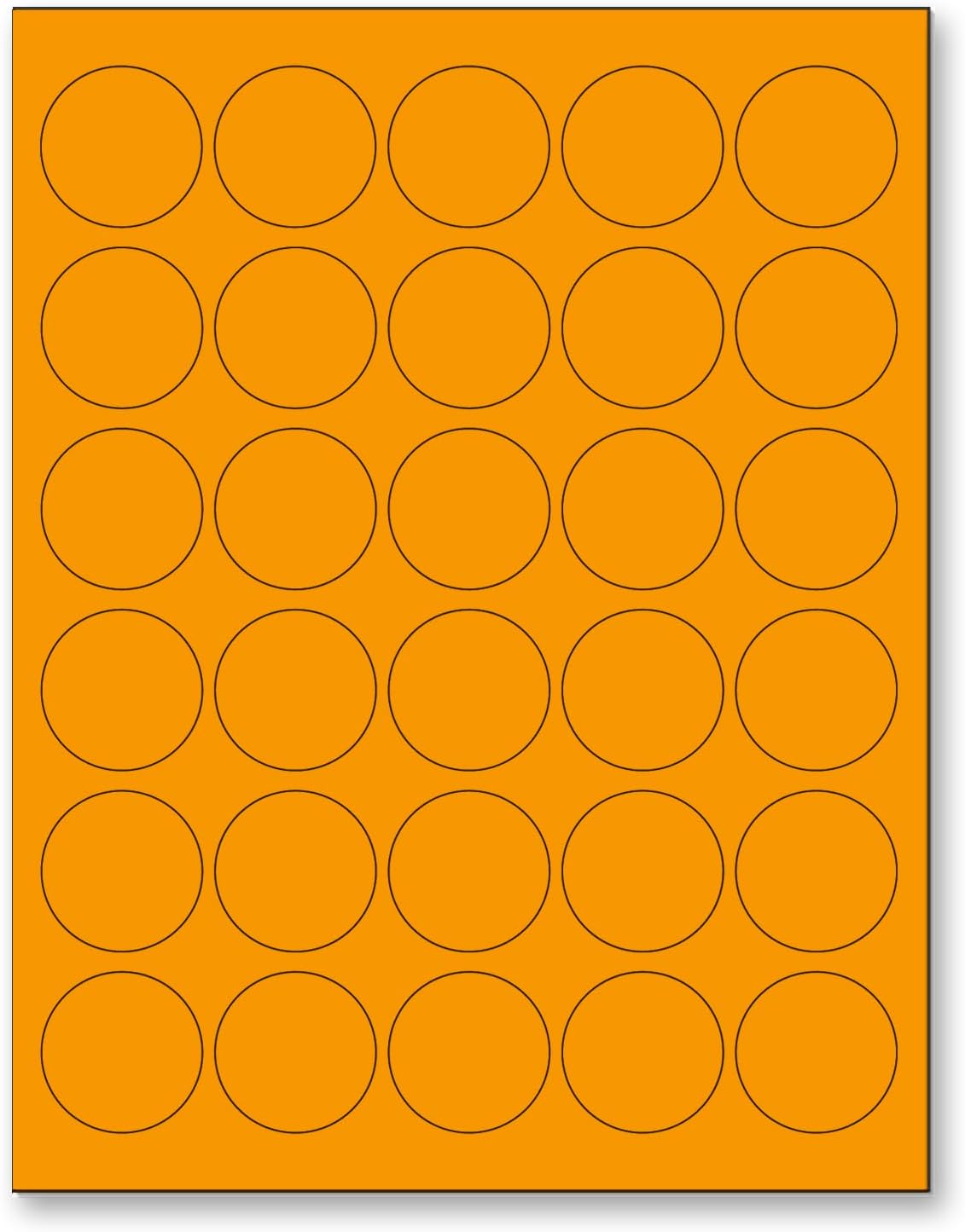 NextDayLabels - 8-1/2 x 11 Neon Color High Light Fluorescent Labels for Laser & Inkjet Printer (Orange Fluorescent, 1.5" Round - 30 Per Page | 3000 Labels)