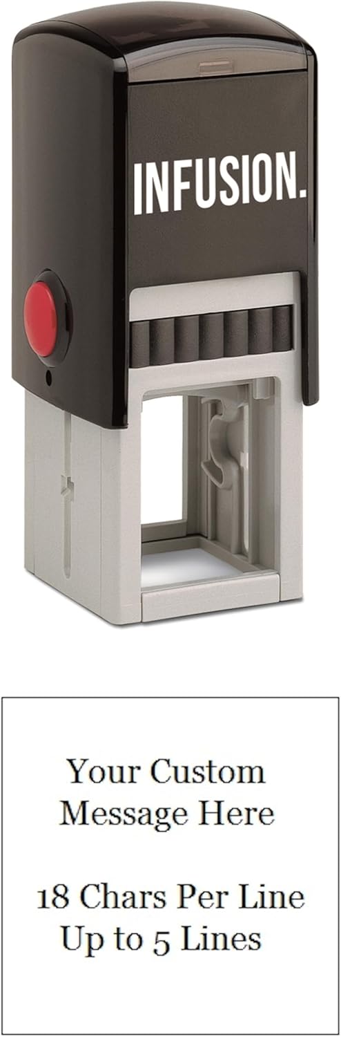 Infusion Self-Inking Custom Rubber Stamp (Personal or Business Use) - Choose from 16 Colors (1-3/16" x 1-3/16")