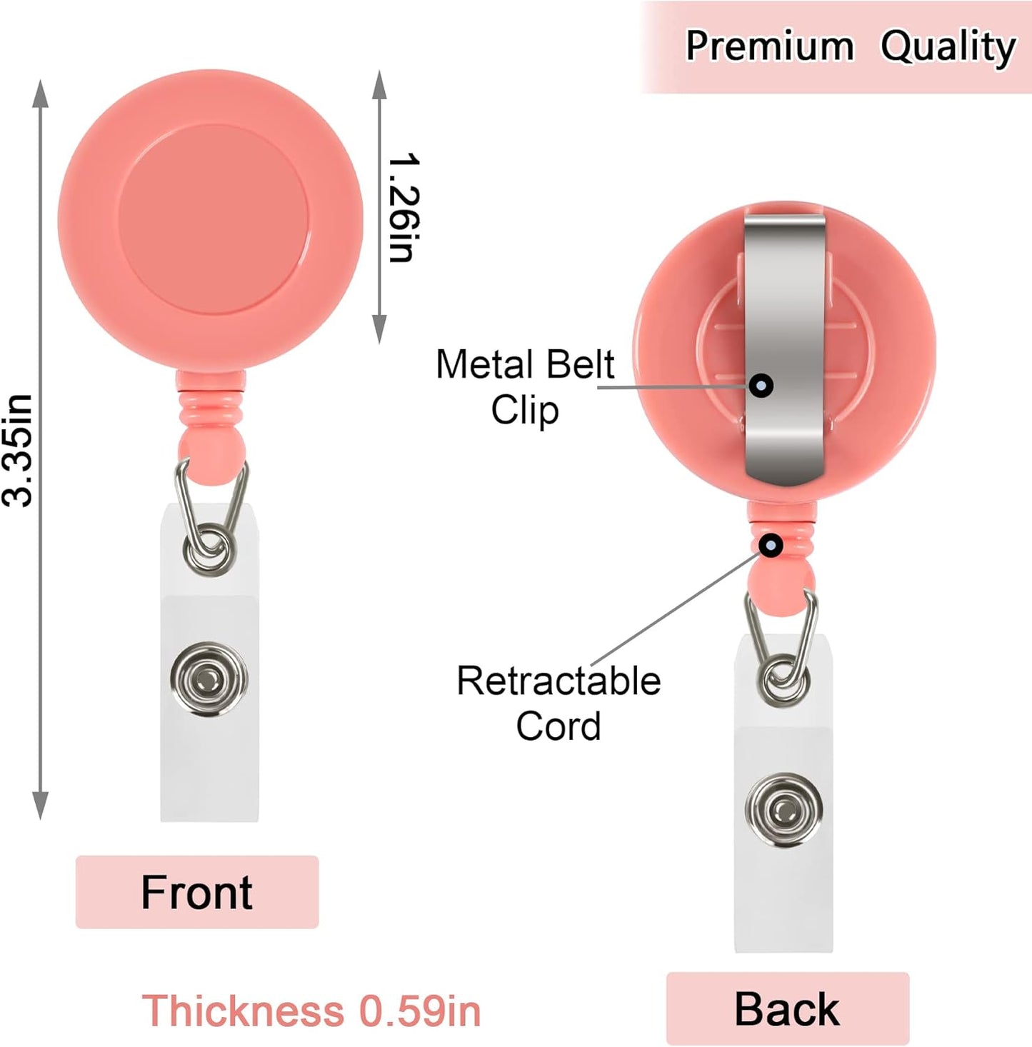 JANYUN 50 Pcs Retractable Badge Reel, Clips Holder Mixed Solid Color Nurse Students Doctor ID Badge Holder for Hanging ID Card Name Key Chain