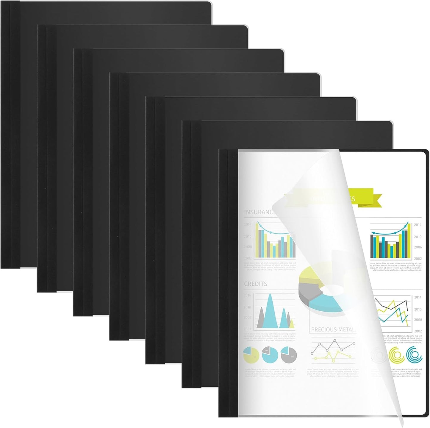 10 Pcs Thermal Binding Covers, 8.5 x 11 Inch Letter Size, 1 Inch Spine Holds 240 Sheets, Clear Front Paper Back Report Cover Suitable for Schools Offices Presentation(Black)