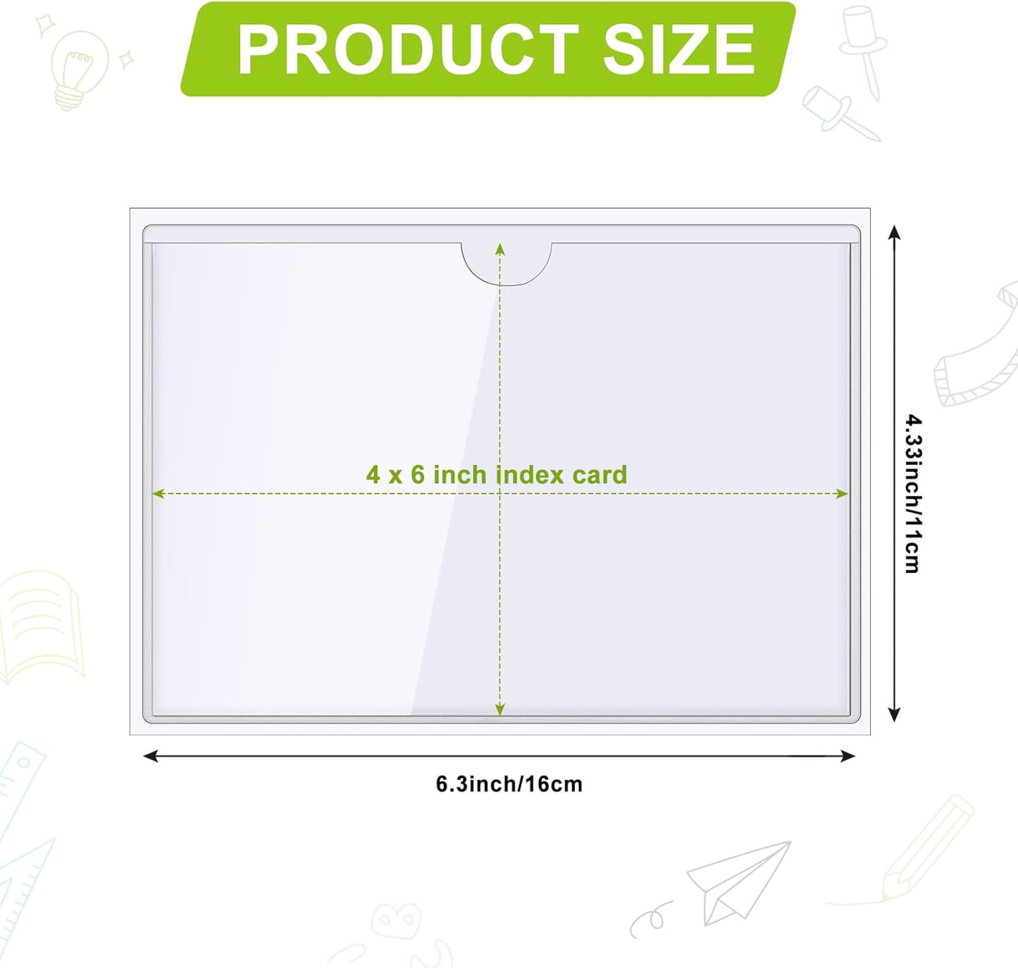 Outus 500 Pack Self Adhesive Index Card Holder Clear Plastic Label Pockets with Top Open for Loading Sticky Business Card Sleeves for Storage Bins Library Organizing Photo Protecting(4.33 x 6.3 Inch)