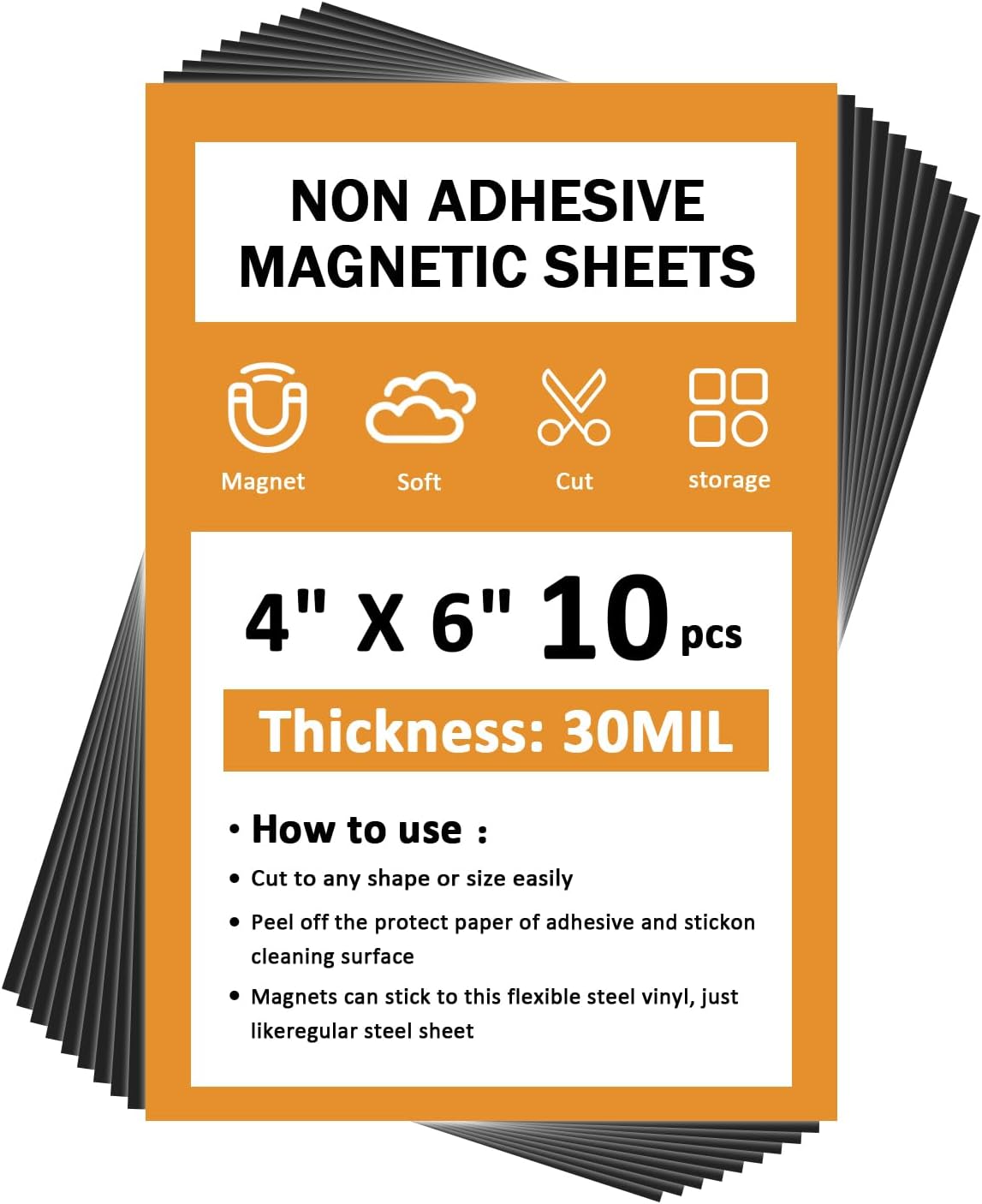 4''x6'' Flexible Plain Magnet Sheets,10PCS 30Mil,Rubber Non-Adhesive Magnetic Sheet for Die Storage,Business Signage,Car,Sticker,Craft Product,Souvenir,Refrigerator Sticker