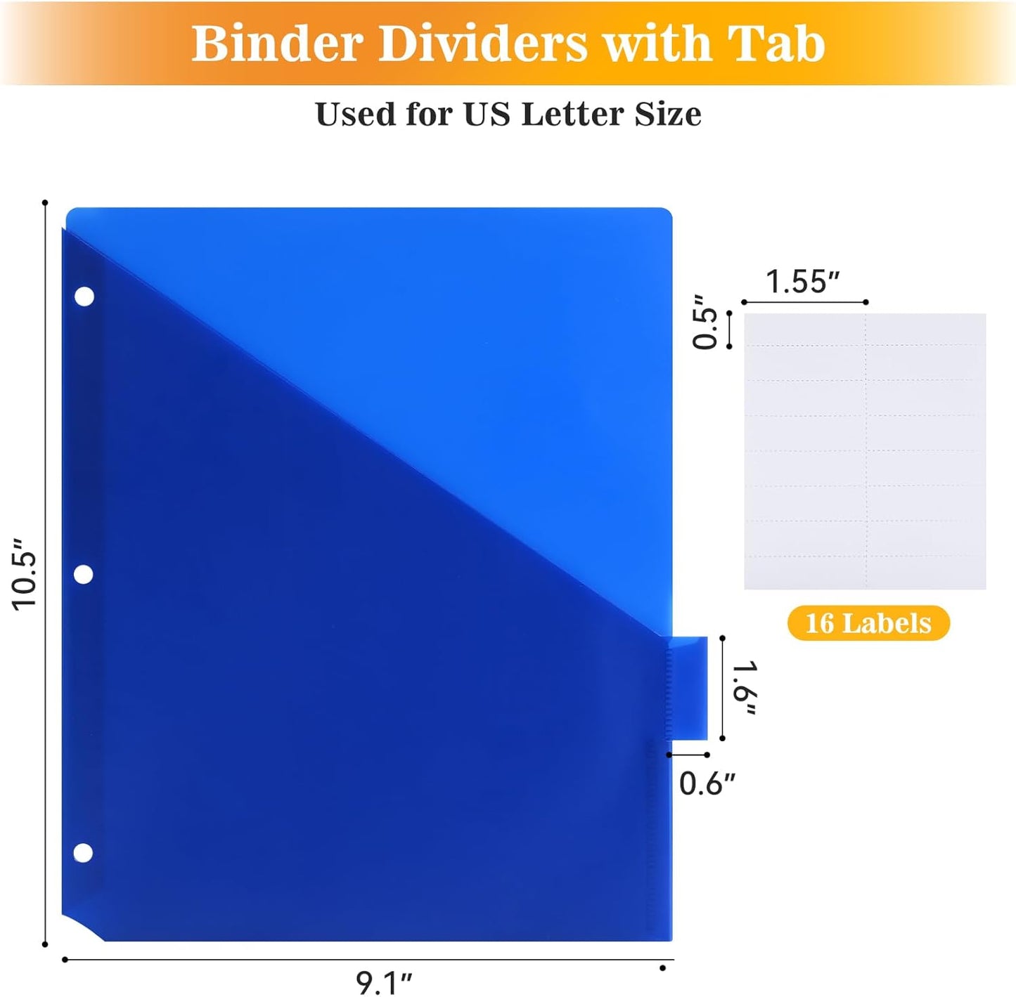 8-Tab Dividers for 3 Ring Binder, 48 Count Binder Dividers with Pockets, Subject Dividers, 3-Hole Plastics Sheets Protectors for US Letter Size in 0.5", 1",2" Binders, Vibrant 8 Color, 6 Packs