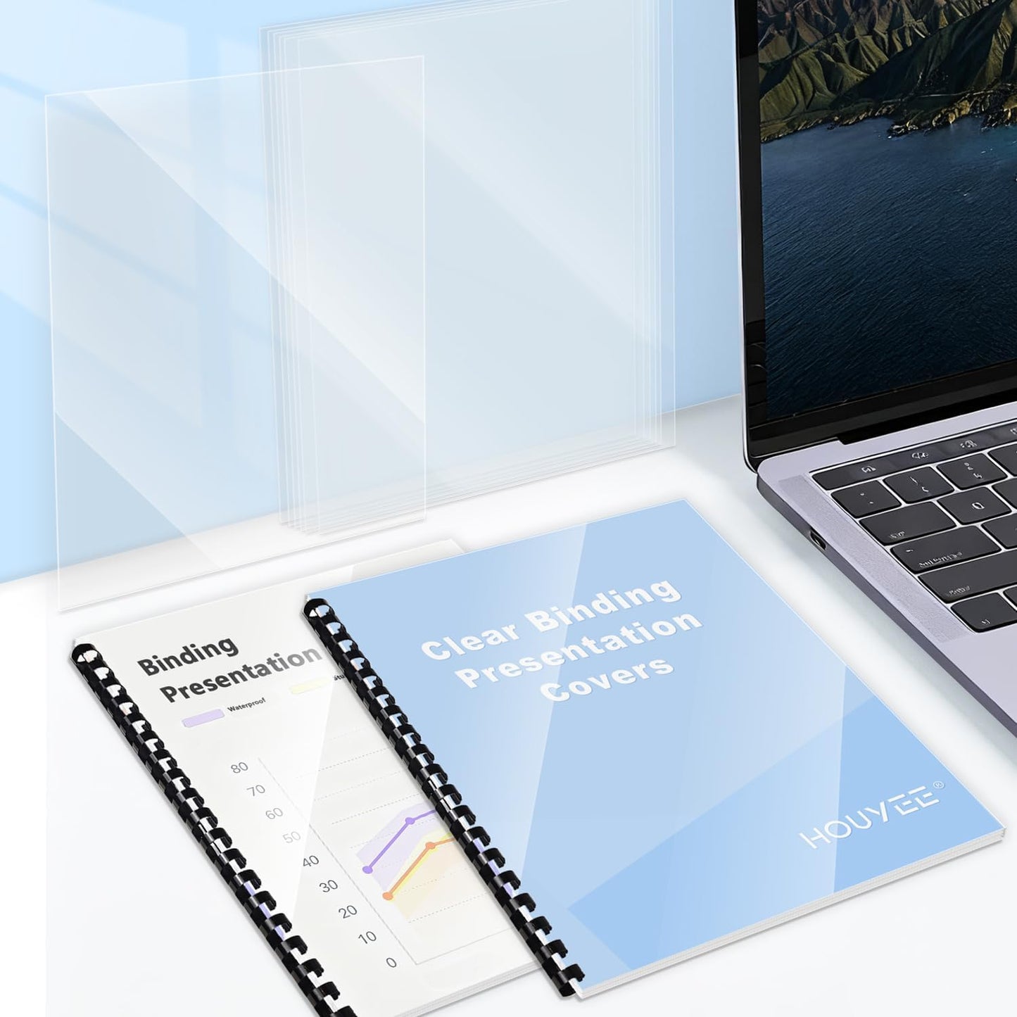 100 Pack 7 Mil PVC Binding Presentation Covers,Clear PVC Covers for Binding, 8-1/2 x 11 Inches,Letter Size