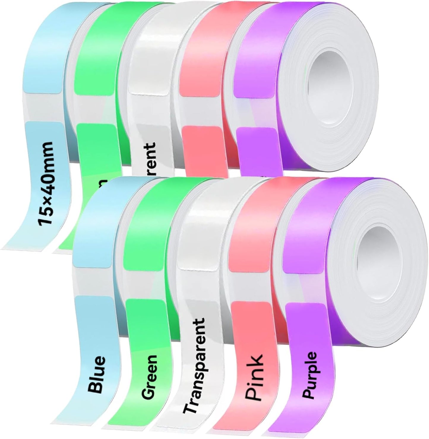 Label Maker Tape Refill 15mm 0.47 Standard Laminated Thermal Label Tape Replacement 0.59"×1.57"(15×40mm), 1650 Labels/10Rolls/Pack, High Definition Labeling Tape for Home Office School Hotel