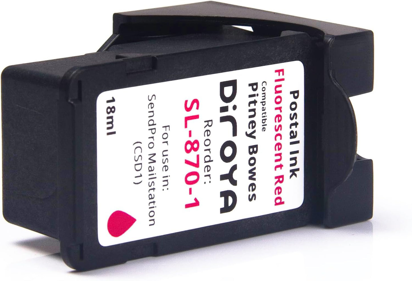 SL-870-1 Ink Cartridge 18ML High Yield Replacement for Pitney Bowes SendPro Mailstation Fluorescent Red Postage Ink (CSD1) (2 Pack)