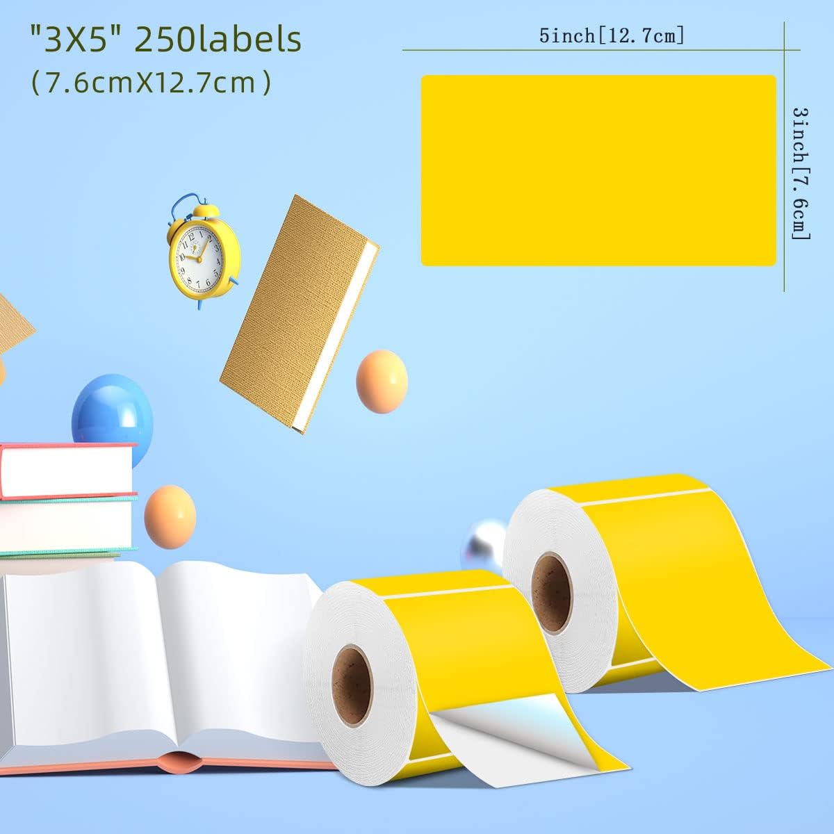 PARLAIM 3 X 5 Inch Rectangle Adhesive Color Coding Stickers,Square Yellow Inventory Stickers -250 Per Dispenser Box