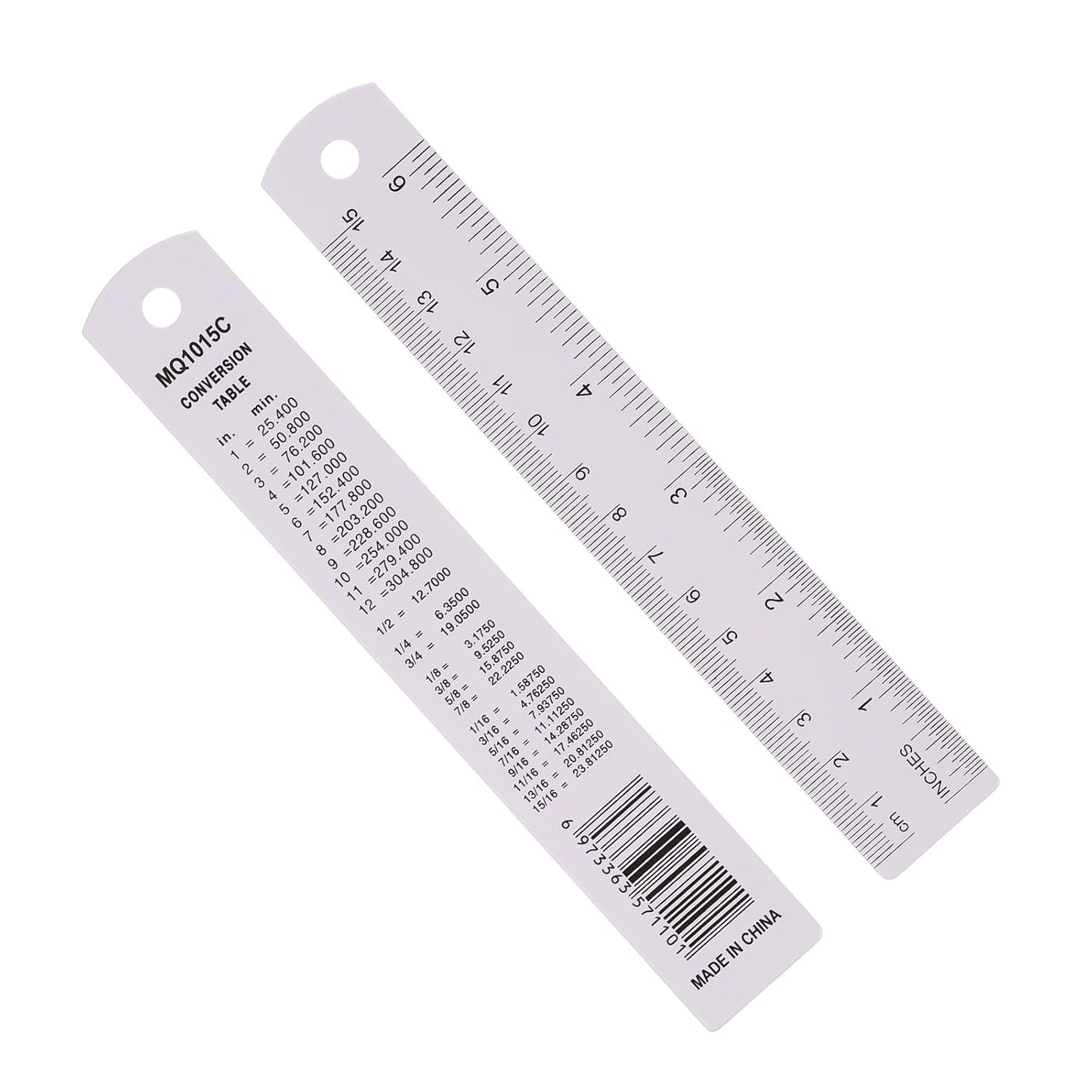 PATIKIL 15cm/6" Metal Ruler, 2 Pack Aluminum Alloy Rulers with Centimeters, Millimeters, Inches and Conversion Table Straight Edge Ruler for Writing Machinist Drafting, Purple