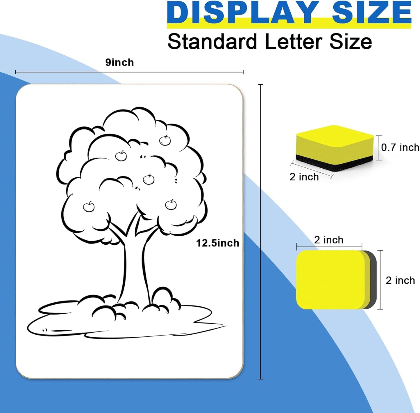 Dry Erase Lapboards, HERKKA 12 Pack Double Sided Small Dry Erase Whiteboards 9 x 12.5 Inch with 12 Erasers, Small Dry Erase Boards for Classroom Teacher Supplies, Personal White Boards for Students
